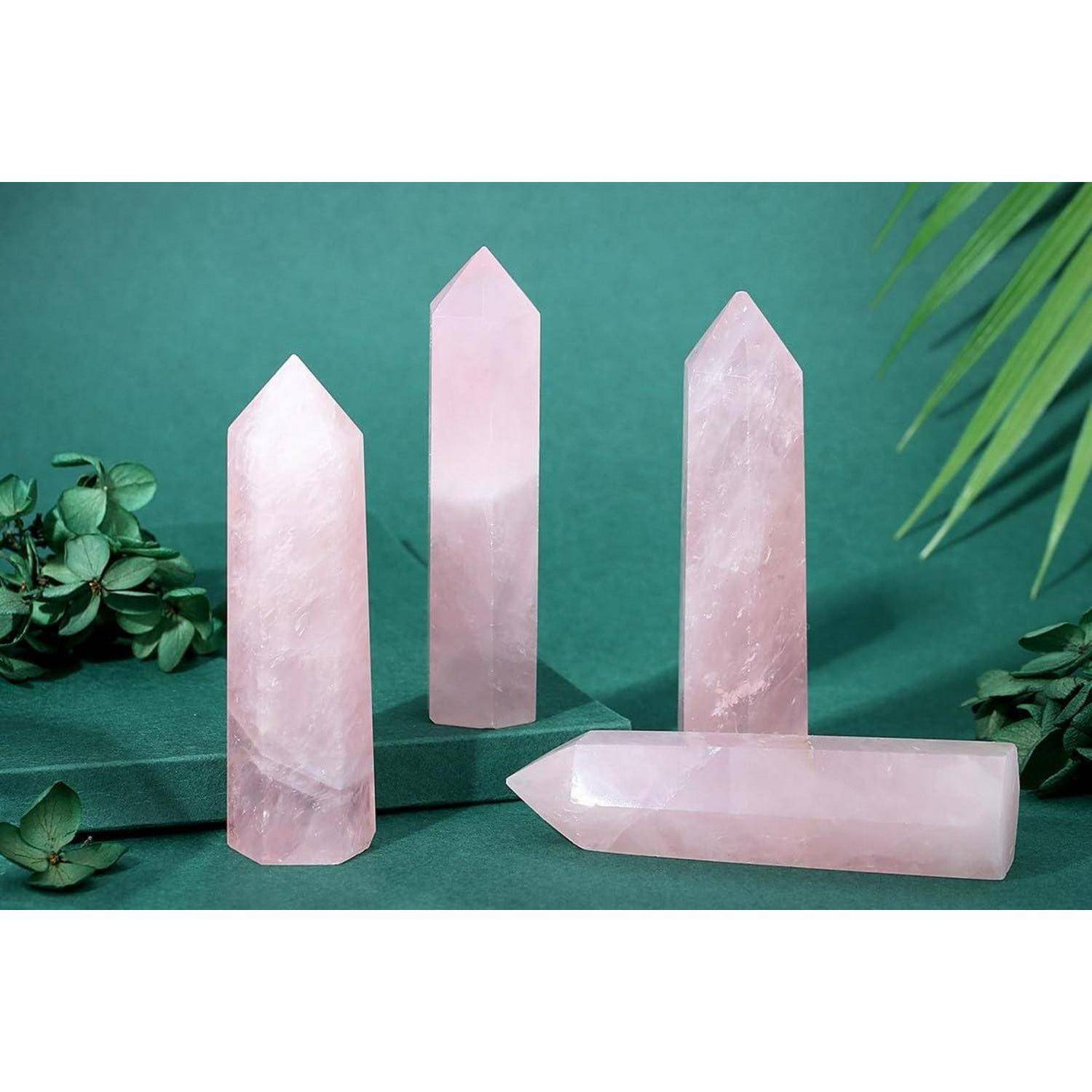 Rosenquarz Turm Edelstein Kristall Stab Meditation 4 Zoll Rosenquarz