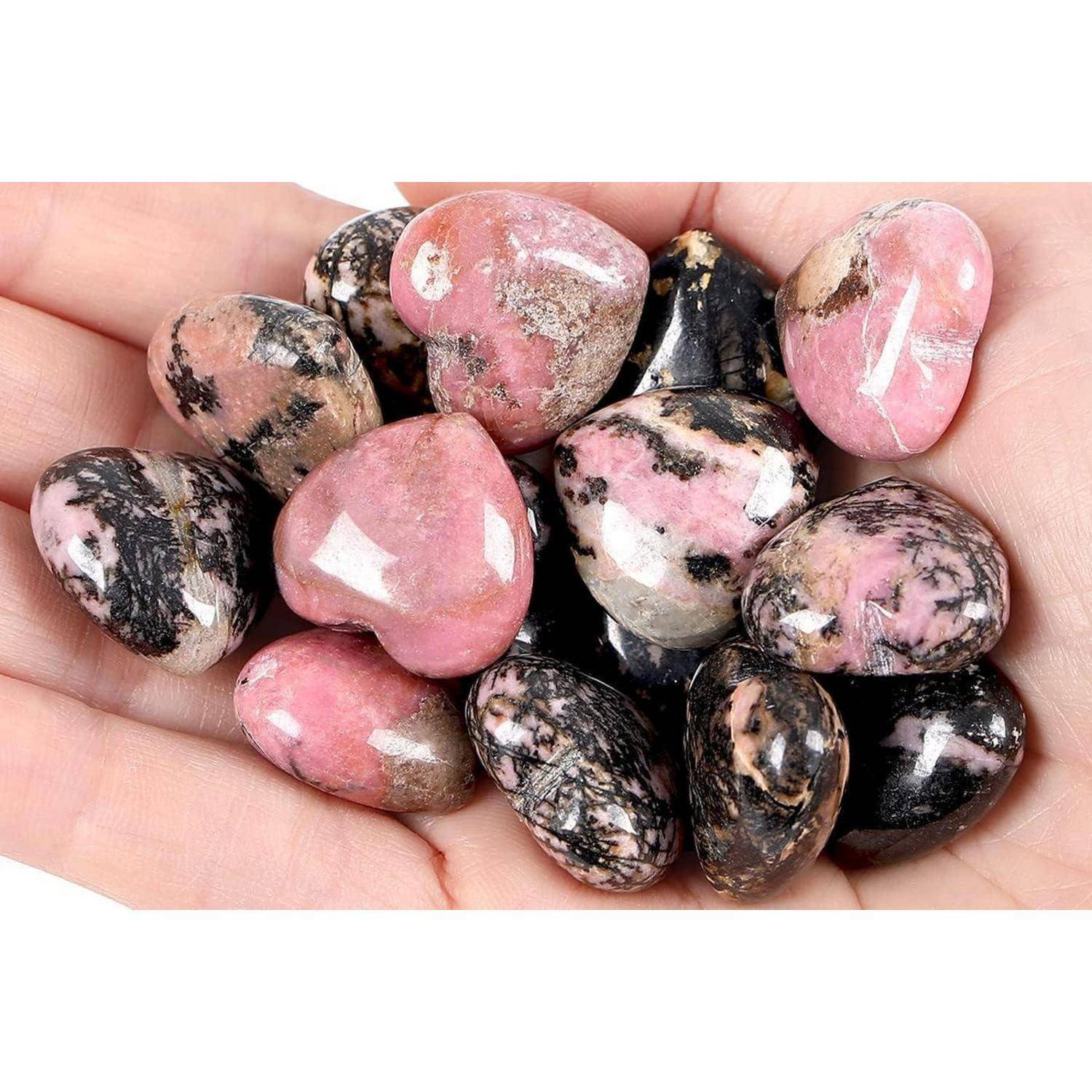 Edelsteine Herz Rhodochrosit Set Liebe Schwarzer Strich Rhodolith