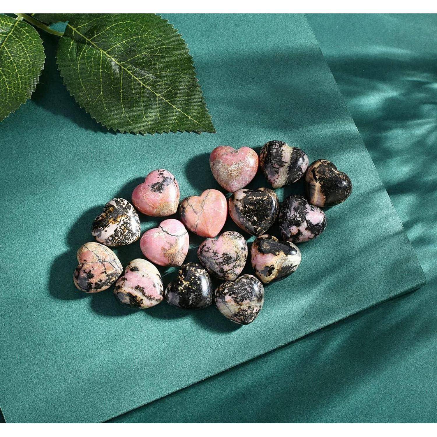 Edelsteine Herz Rhodochrosit Set Liebe Schwarzer Strich Rhodolith