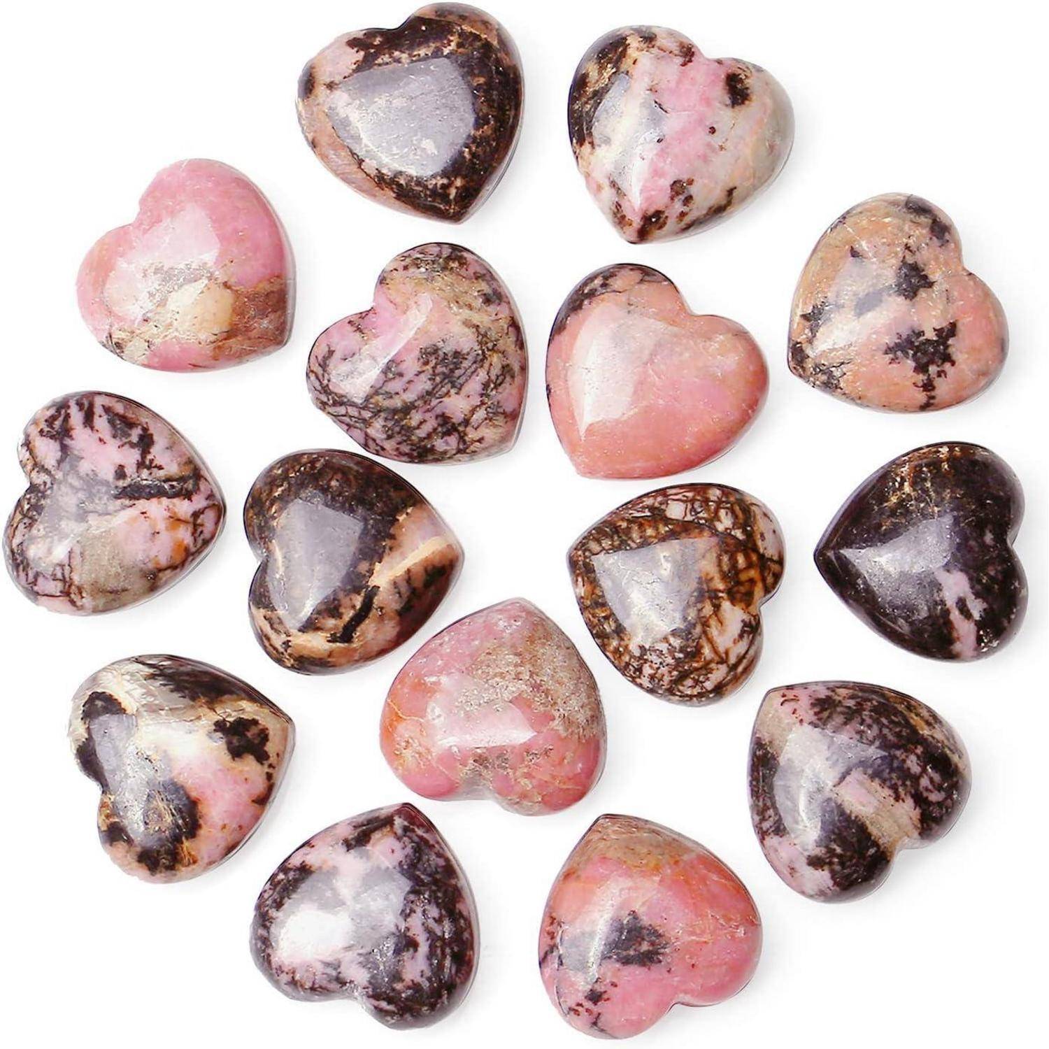 Edelsteine Herz Rhodochrosit Set Liebe Schwarzer Strich Rhodolith