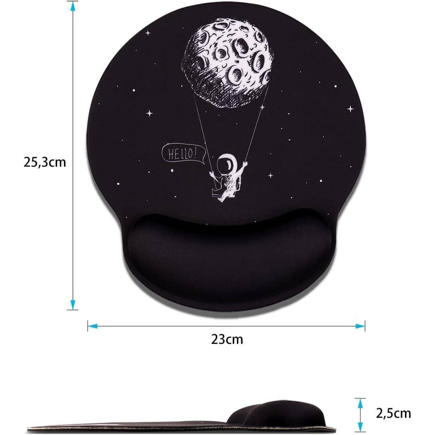 Mauspad Gelkissen Gel Handauflage Motiv Schwarz MB-203