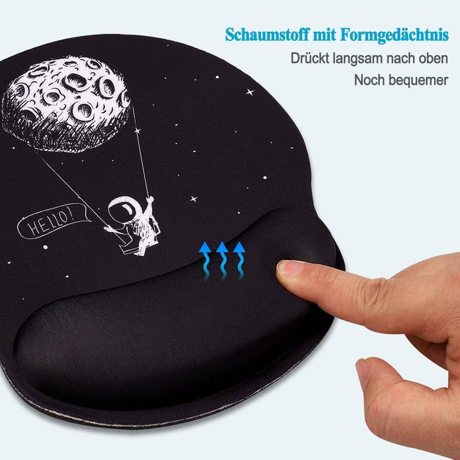 Mauspad Gelkissen Gel Handauflage Motiv Schwarz MB-203