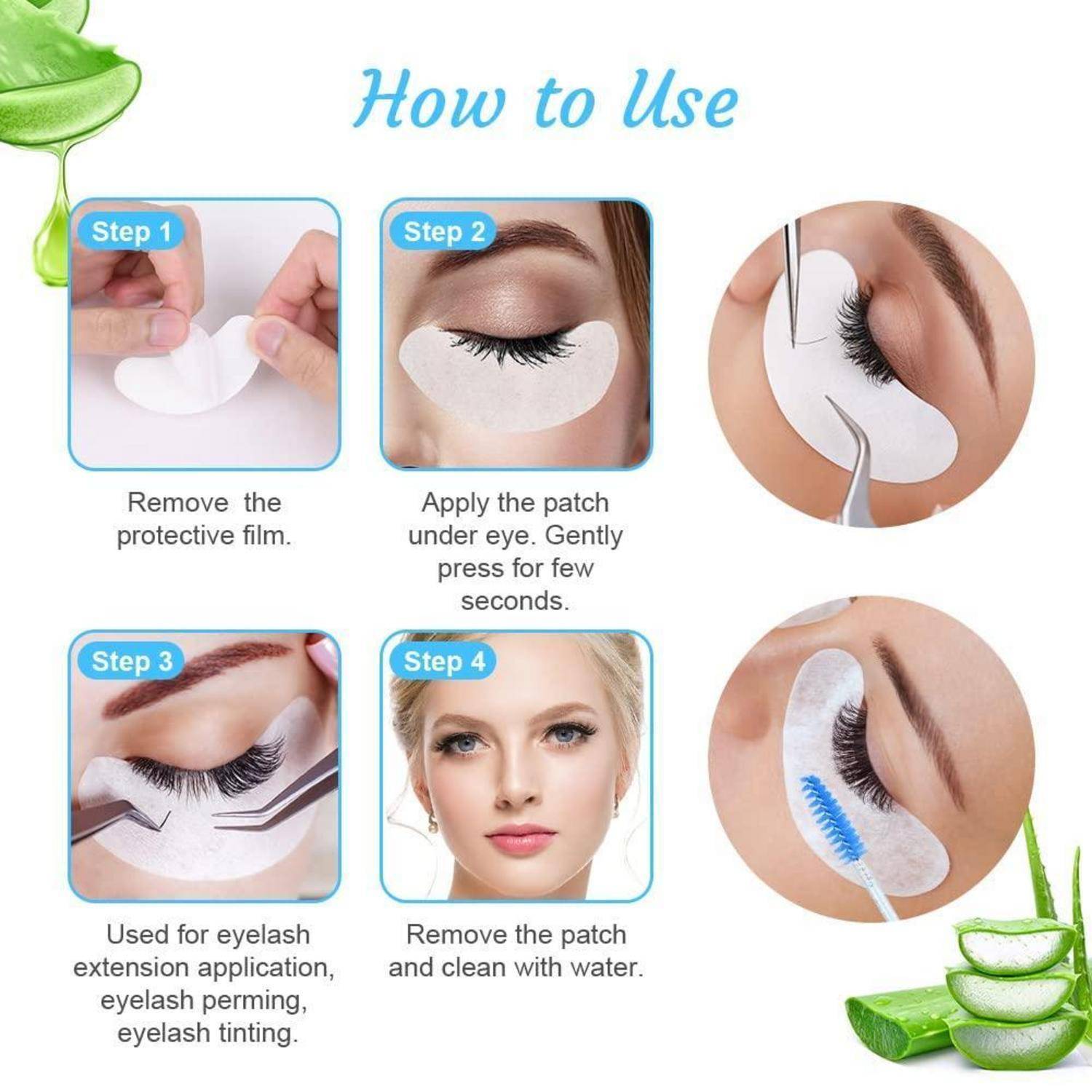 Wimpernpads Wimpernverlängerung 50 Paar Wimpernbürste Blau