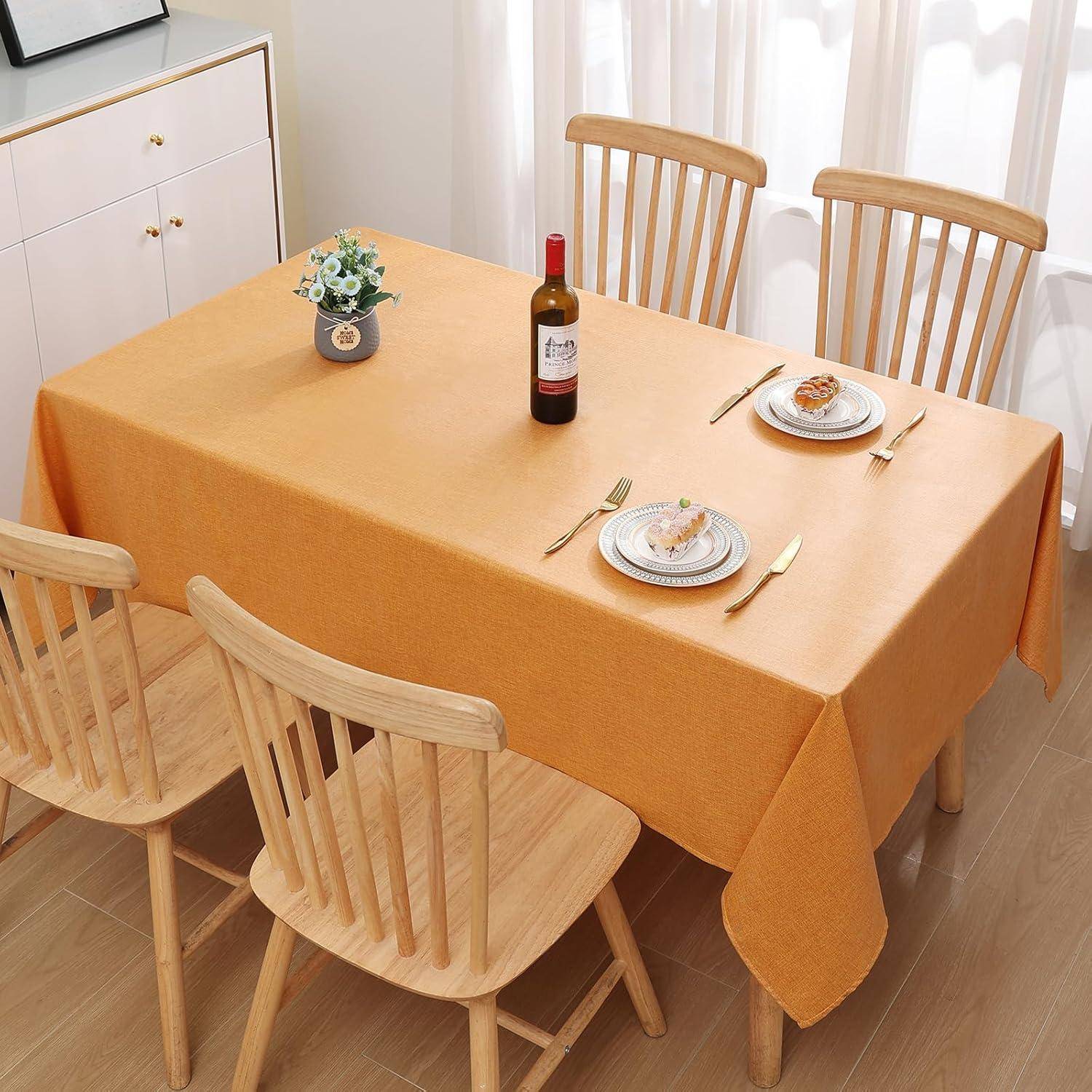 Tischdecke Abwaschbar Leinenoptik 300 x 140 cm (Rechteckig) Gelb