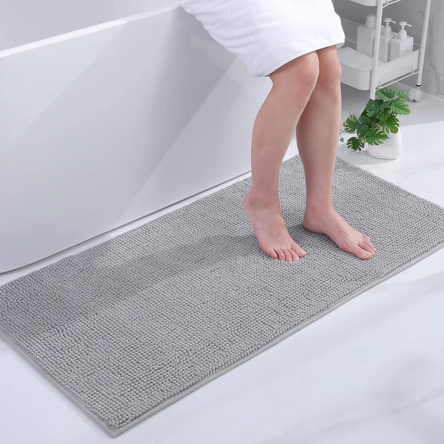 Badezimmerteppich Chenille 60 x 120 cm (Rechteckig) Hellgrau