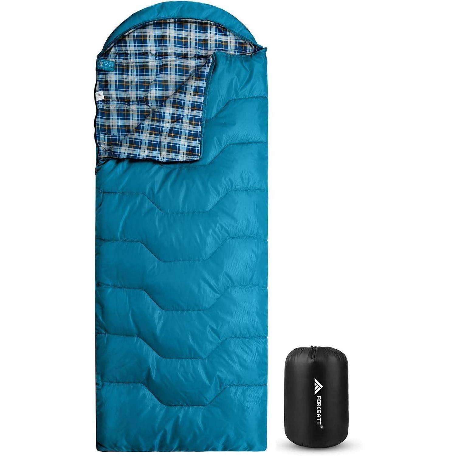 Schlafsack 3 Jahreszeiten 5C Flanell 10° Polyester Taft-Königsblau
