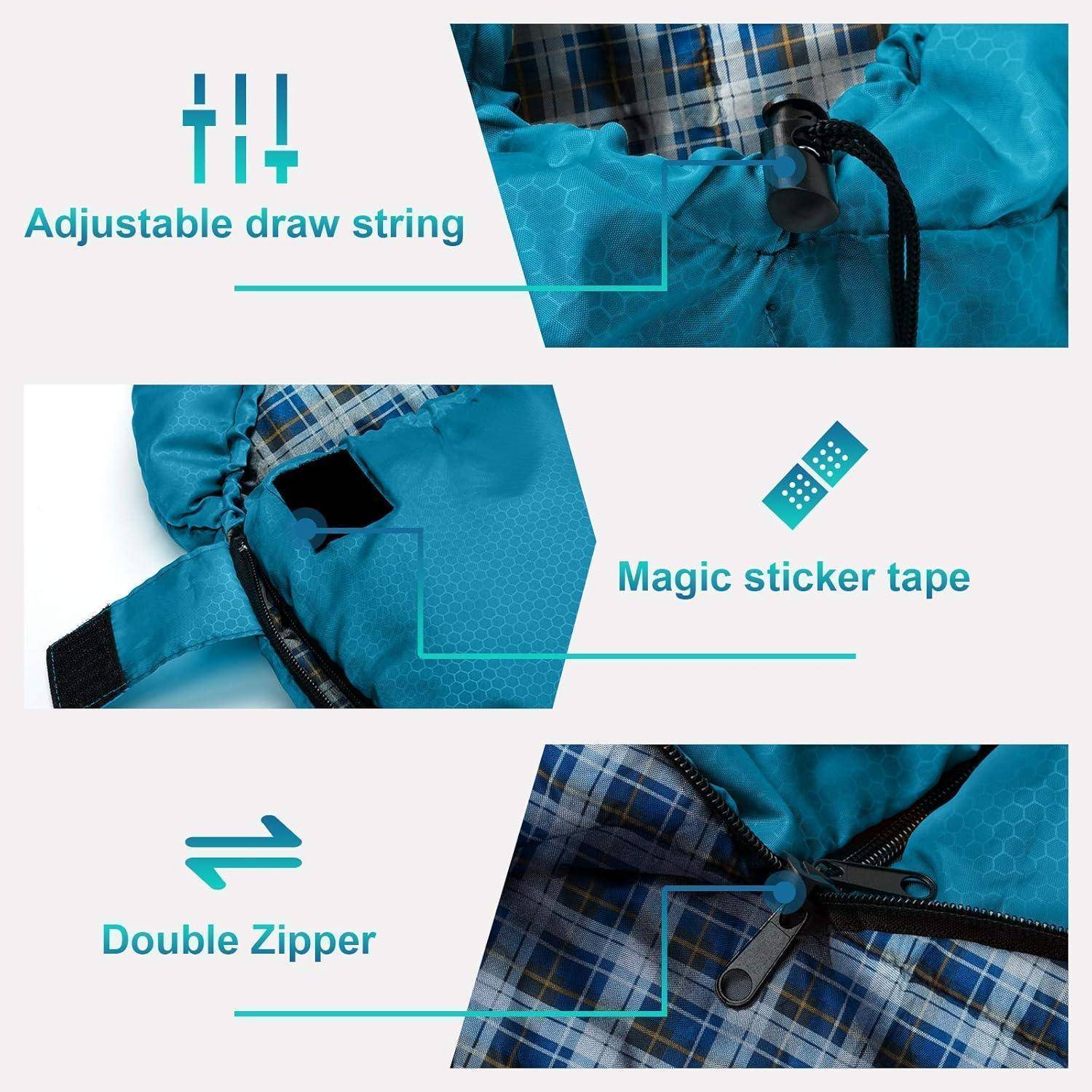 Schlafsack 3 Jahreszeiten 5C Flanell 10° Polyester Taft-Königsblau