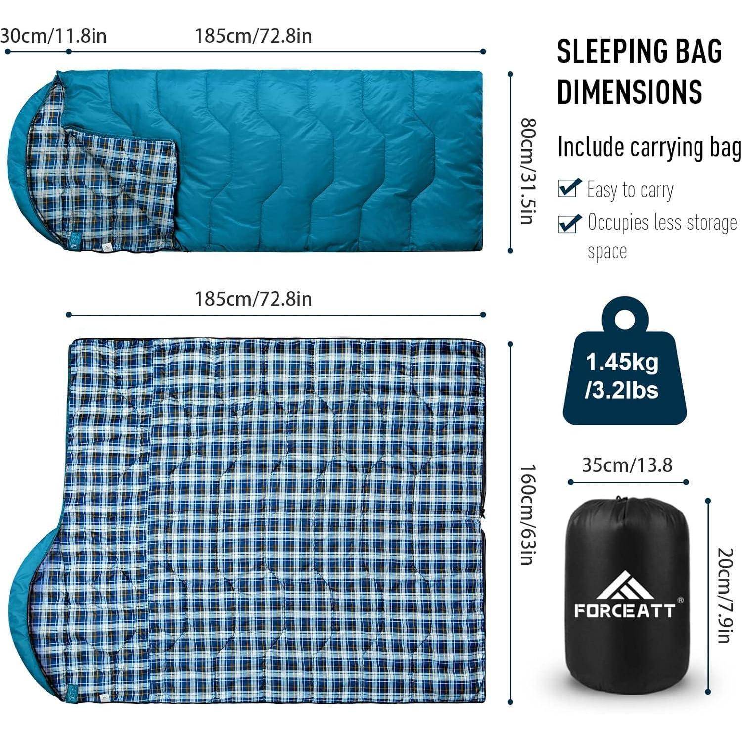 Schlafsack 3 Jahreszeiten 5C Flanell 10° Polyester Taft-Königsblau