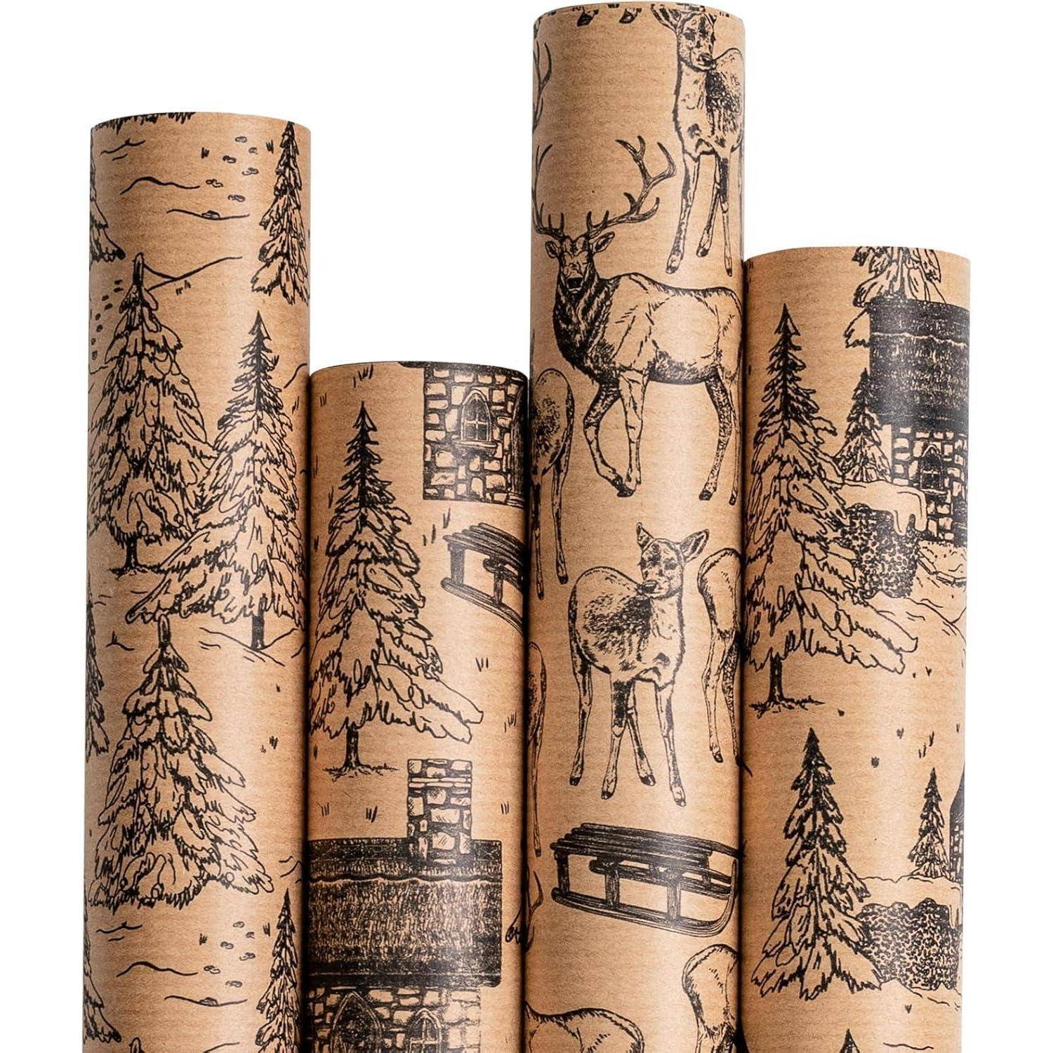 Geschenkpapier Weihnachtslandschaft Kraft Braune Weihnachtslandschaft