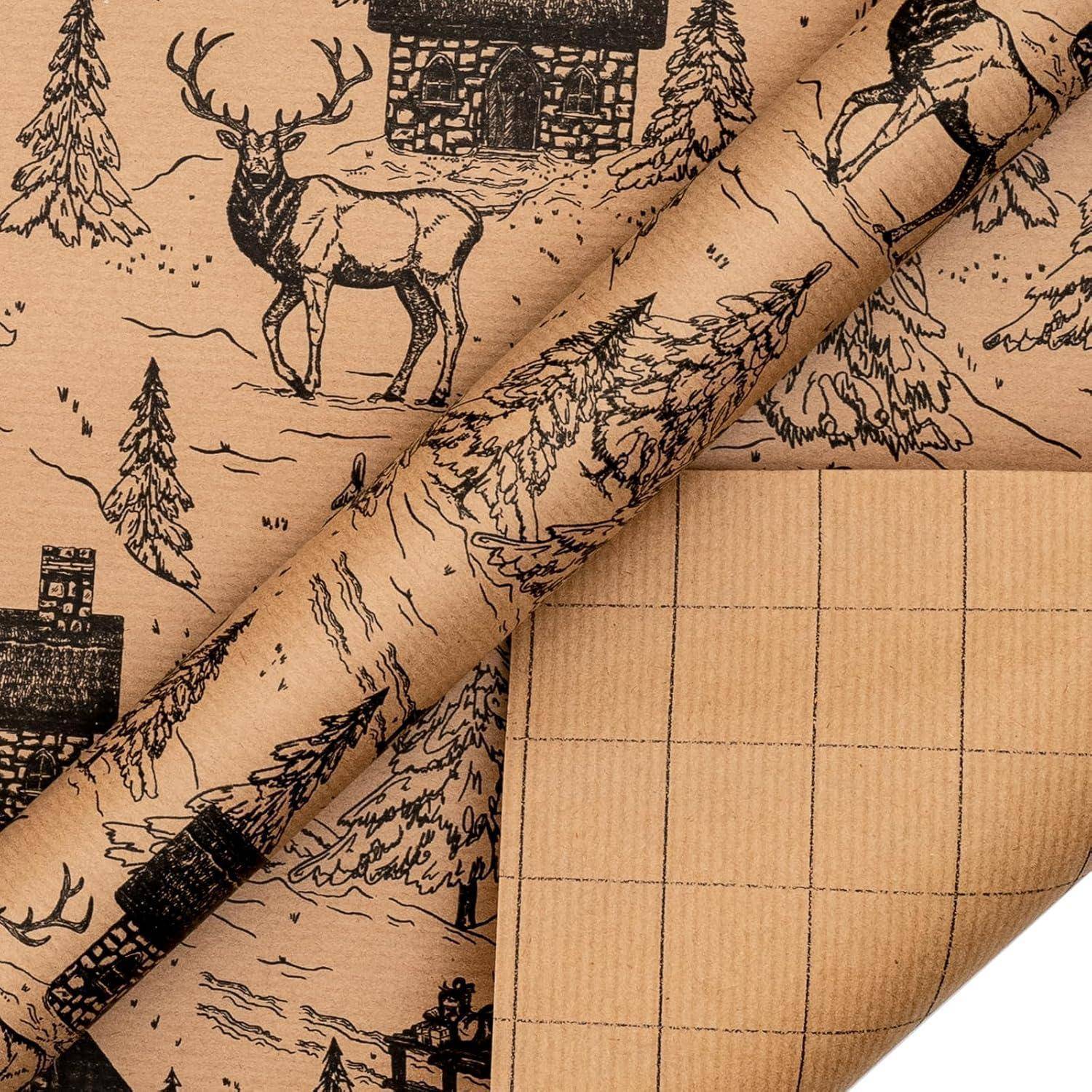 Geschenkpapier Weihnachtslandschaft Kraft Braune Weihnachtslandschaft