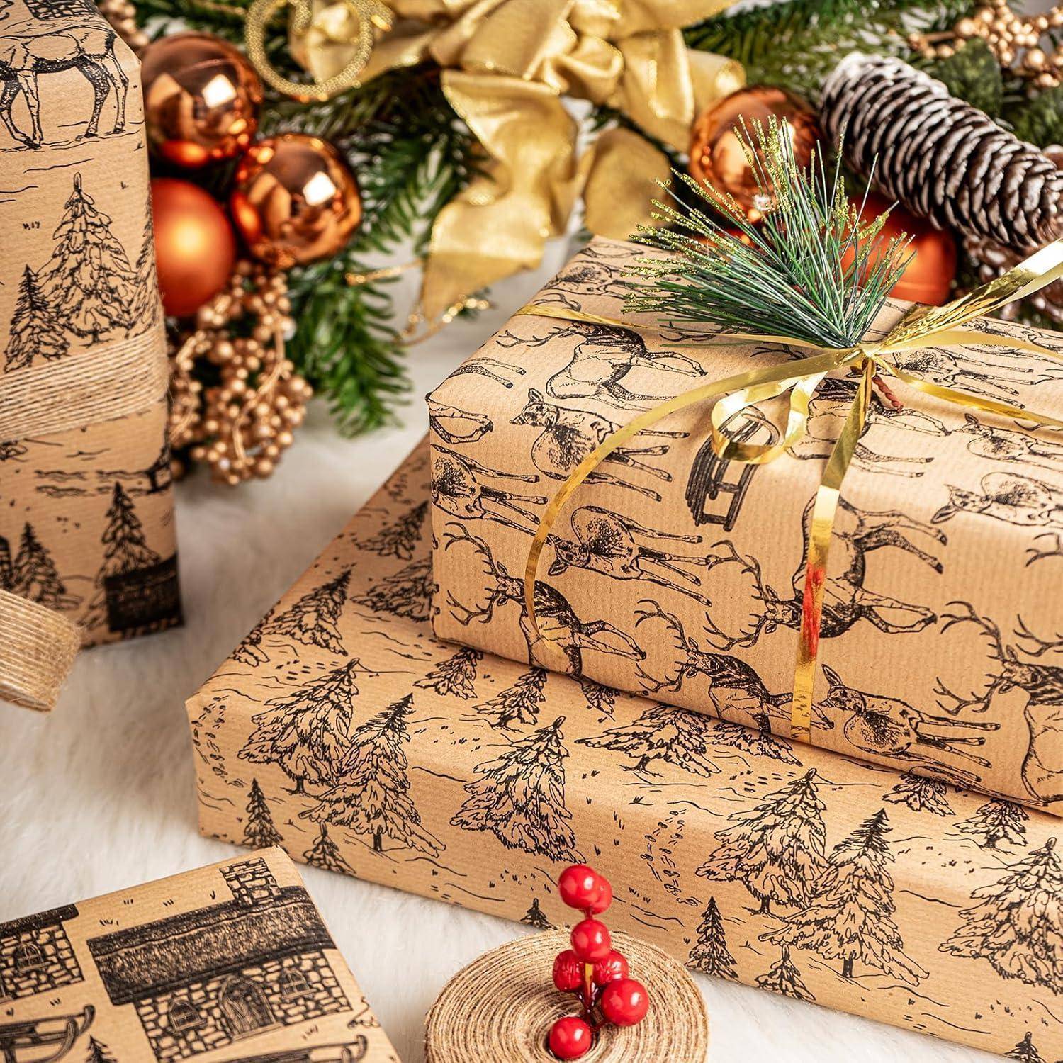 Geschenkpapier Weihnachtslandschaft Kraft Braune Weihnachtslandschaft