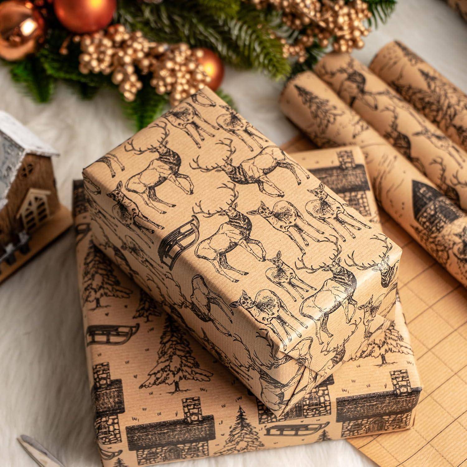 Geschenkpapier Weihnachtslandschaft Kraft Braune Weihnachtslandschaft