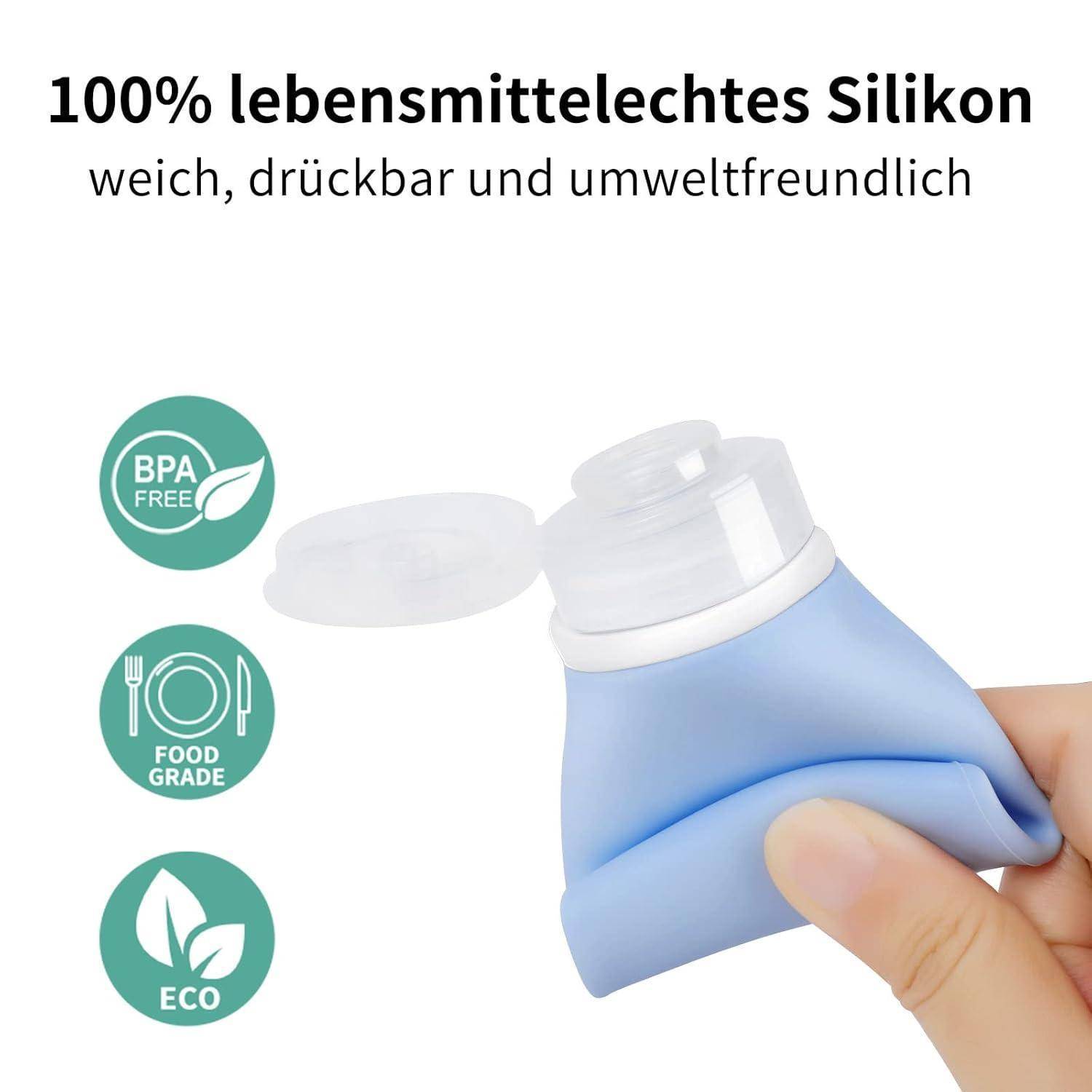 Reiseflaschen Silikon 60ml Auslaufsicher BPAfrei 3 Stück Blaue Serie