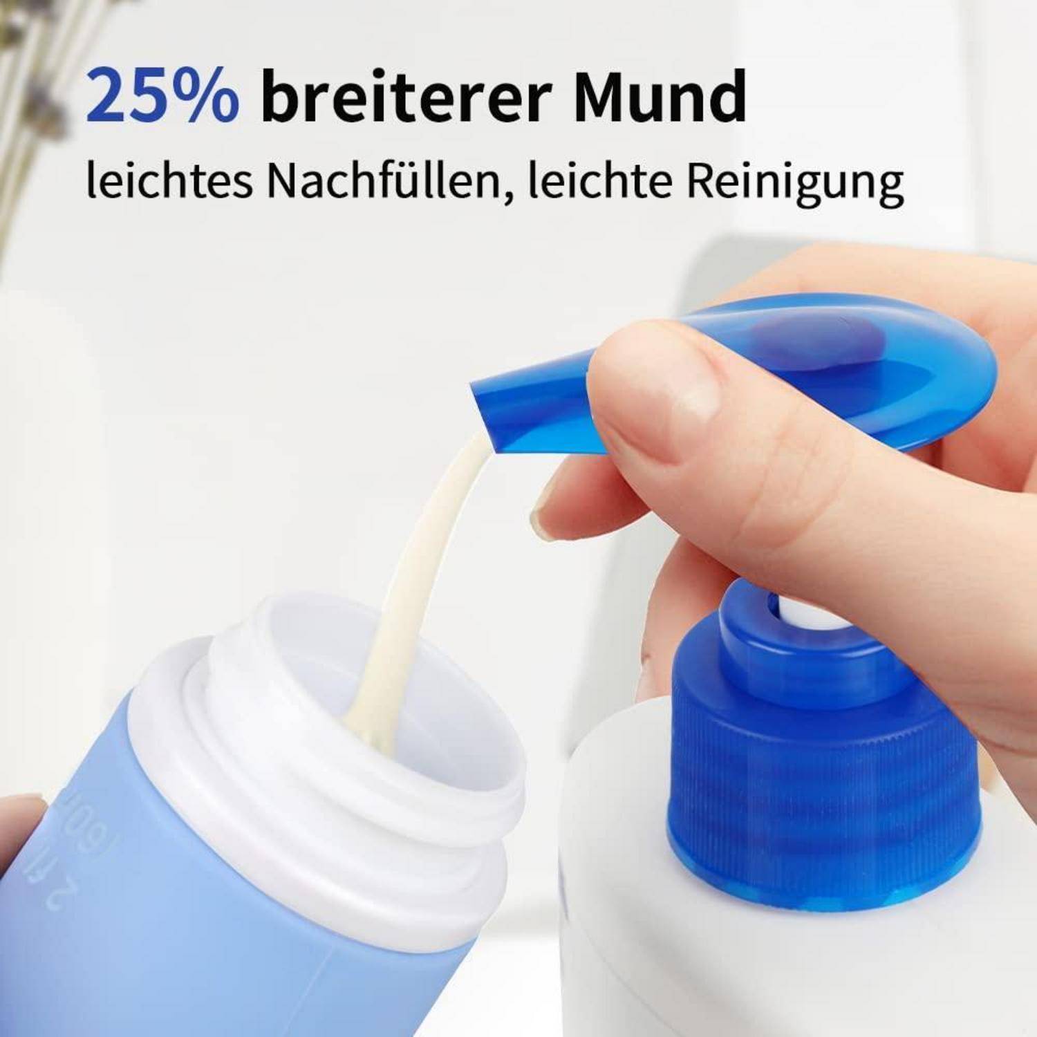 Reiseflaschen Silikon 60ml Auslaufsicher BPAfrei 3 Stück Blaue Serie