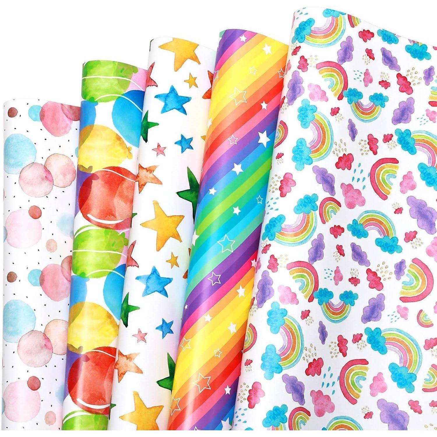 Geschenkpapier Kinder Tiere 70x50 cm 5 Blätter Geburtstag Ballon
