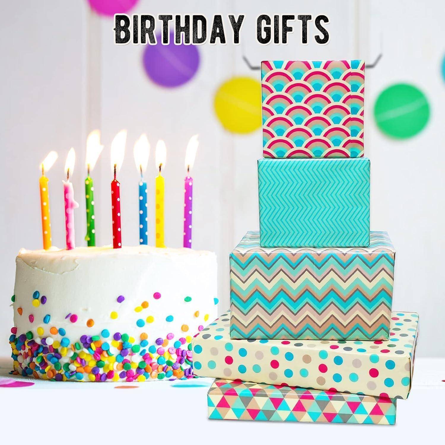 Geschenkpapier Rot Grün Set 6 Blatt Aufkleber Schleifenband Teal Set
