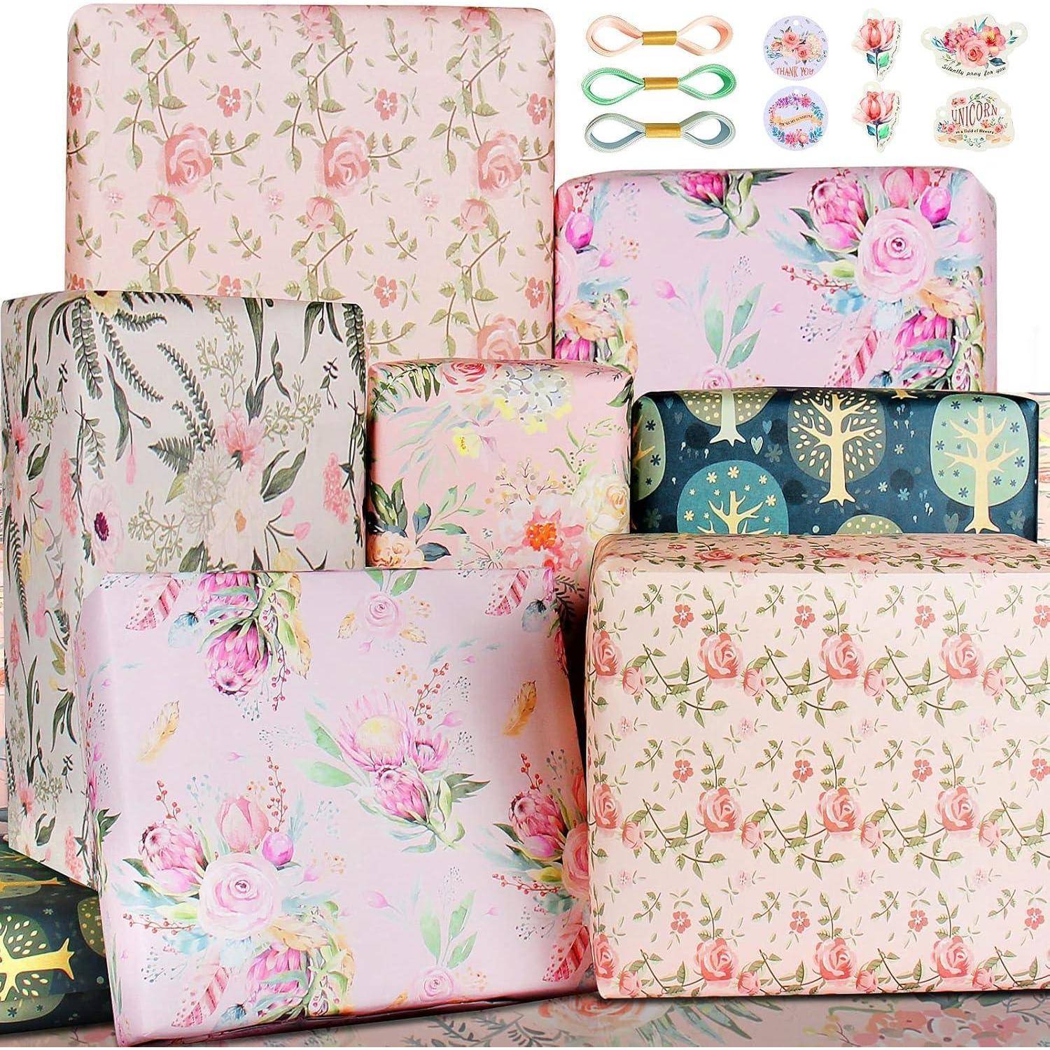 Geschenkpapier Geburtstag Pastell Lila Multi Lila Rosa Grünem