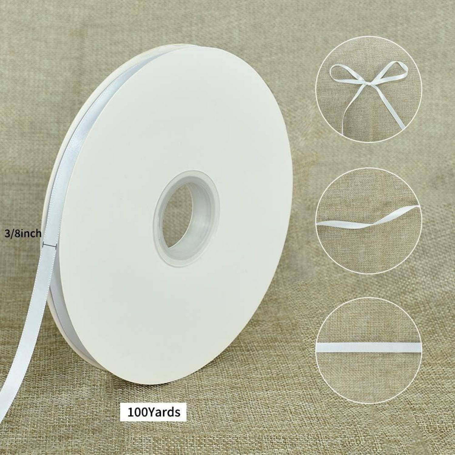 Satinband weiß 10mm 91m Geschenkband 3/8 in x 100 yds White