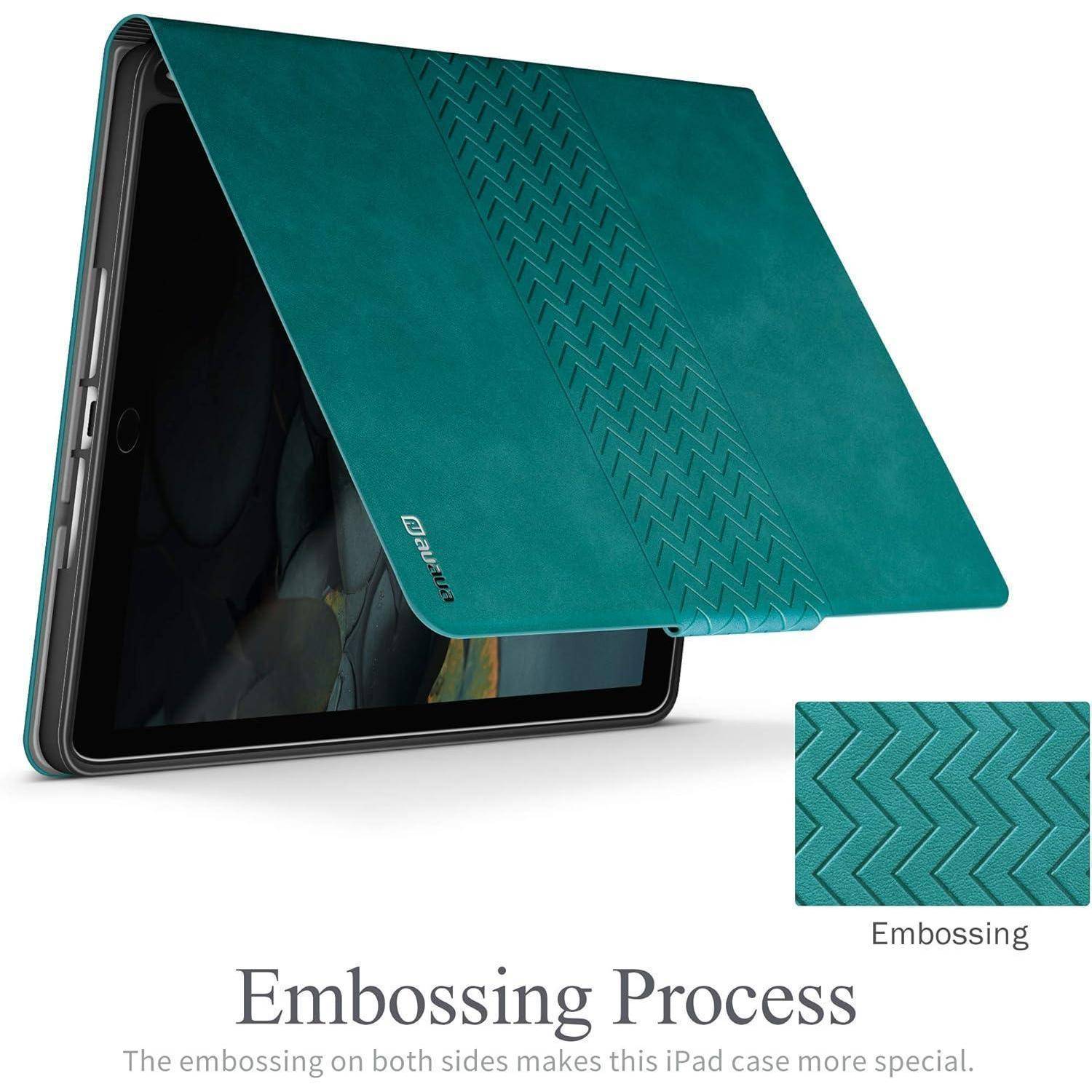 Hülle iPad 789 102Zoll Stifthalter Schlaf Aufwach PU Leder Grün