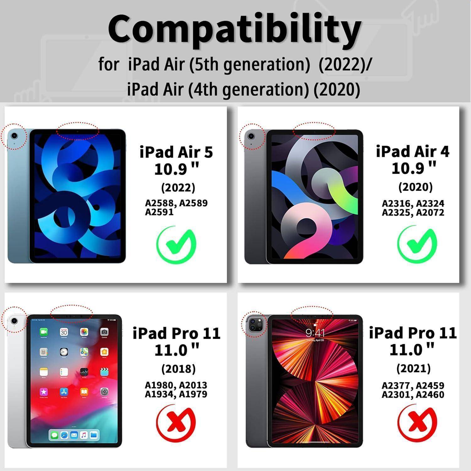 Hülle iPad Air M2 11 Stifthalter Hartschale Rückseite Schwarz Arcly