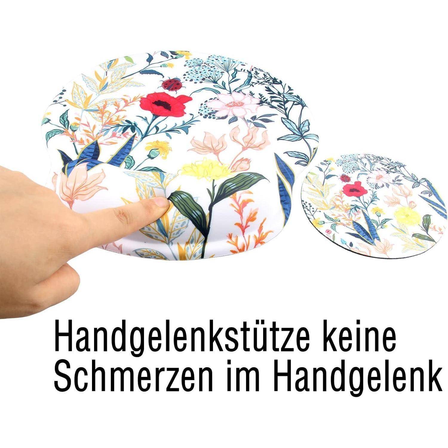 Mauspad Handauflage Gelkissen Untersetzer Blume auf weißem Hintergrund