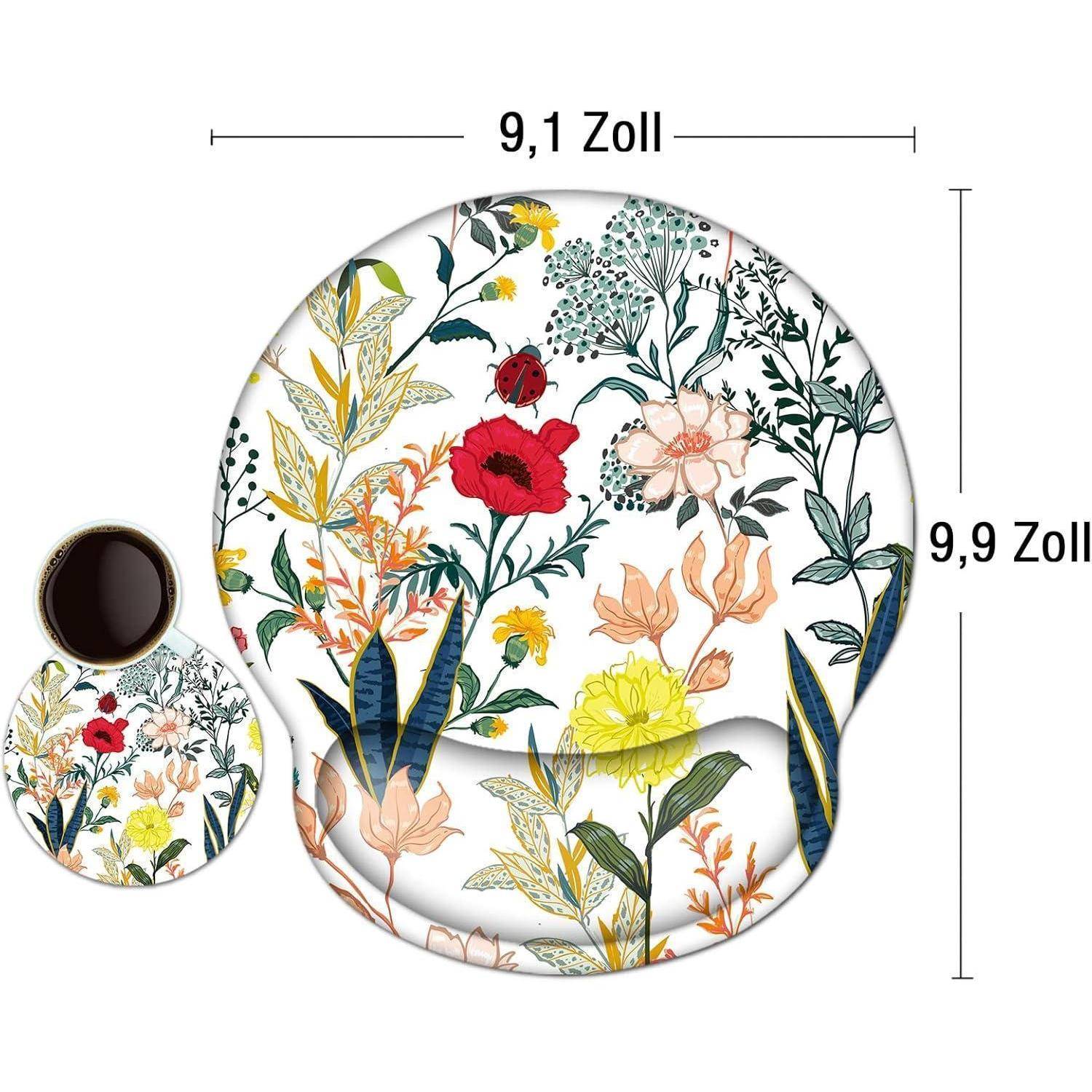 Mauspad Handauflage Gelkissen Untersetzer Blume auf weißem Hintergrund