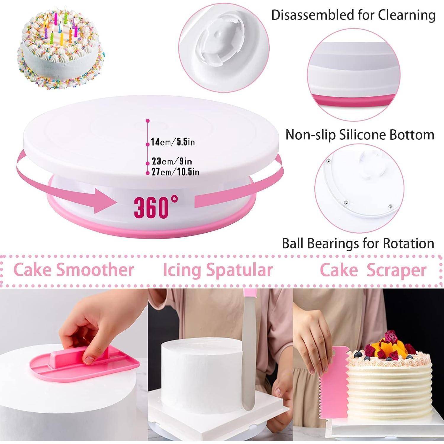 Tortenzubehör 356tlg Tortenplatte Spritzbeutel Spatel 356pcs Rosa