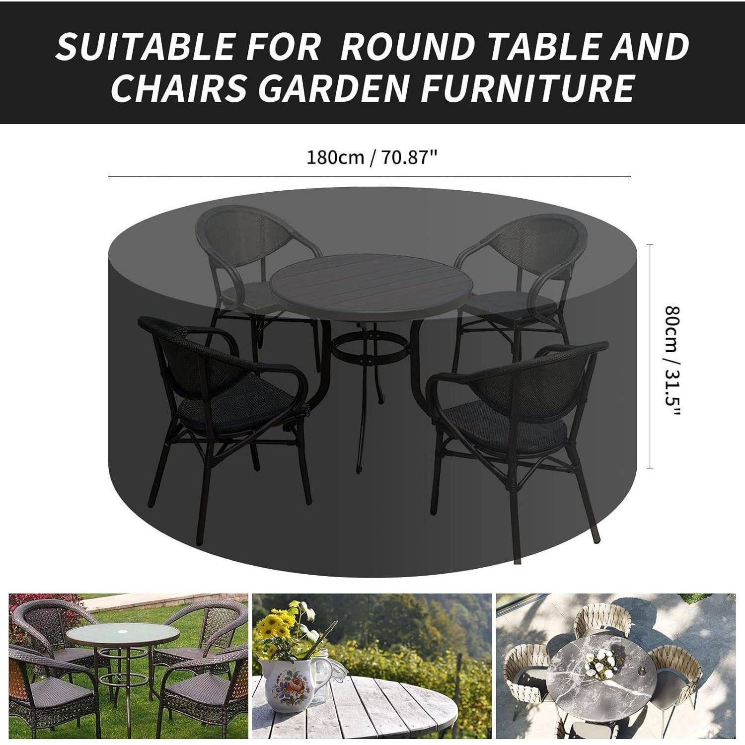 Gartentisch Abdeckung rund 420D wasserdicht schwarz 180x80cm