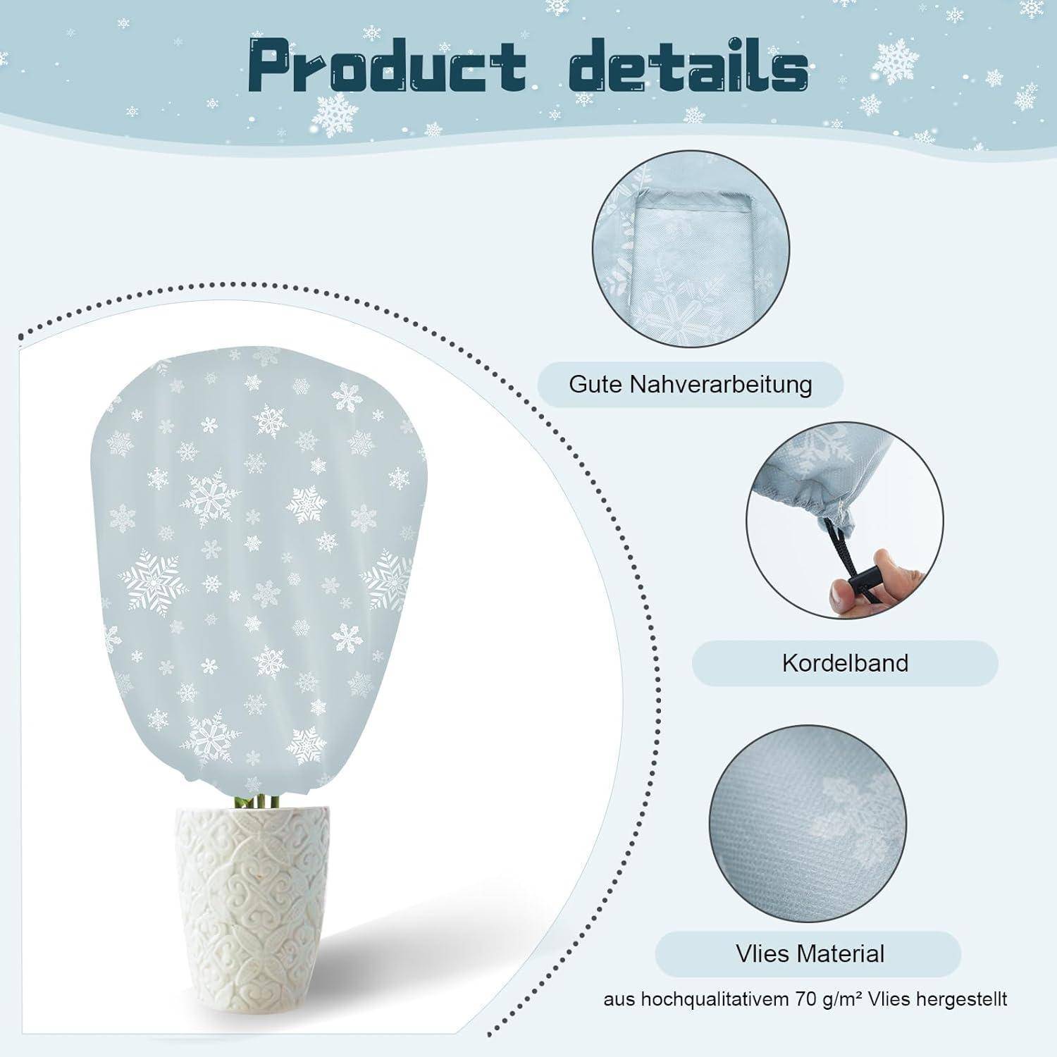 Vlieshaube 2er Set 90x110cm 70g m2 Winterschutz Schneeflocke