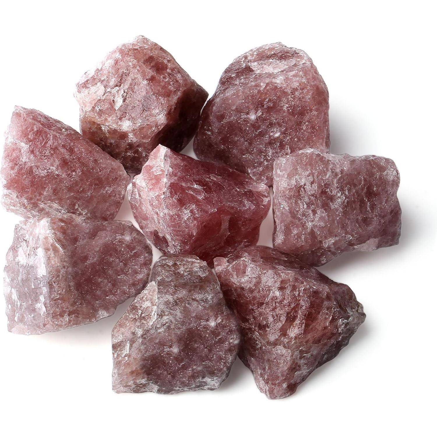 Rohsteine Erdbeerquarz Heilsteine Kristalle 4 Stück B-erdbeerquarz