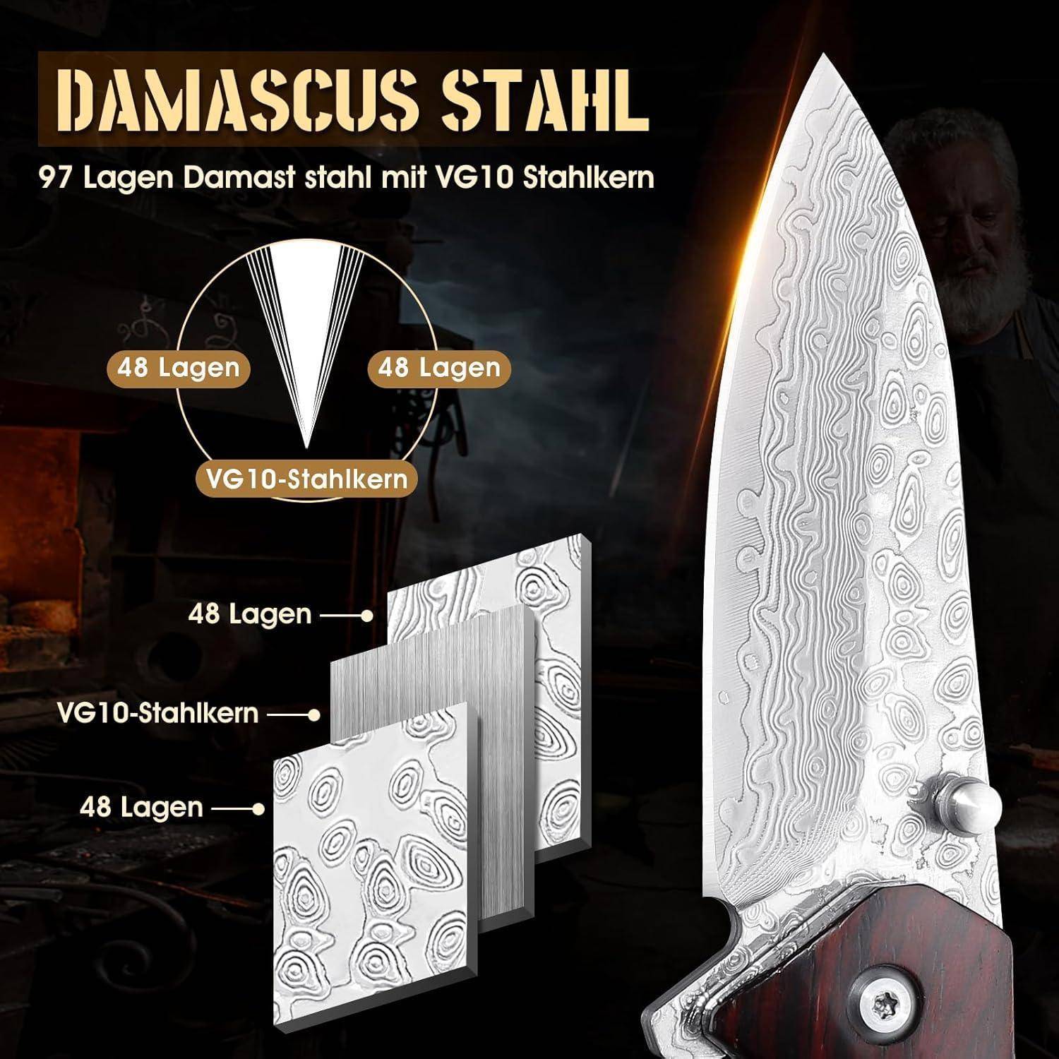 Taschenmesser Damast VG10 Klappmesser Outdoor Damastmesser