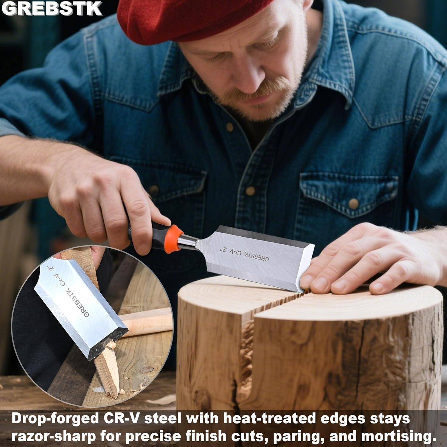 Meißel 50 mm Cr-V-Stahl für Holz schlagfester PVC-Griff