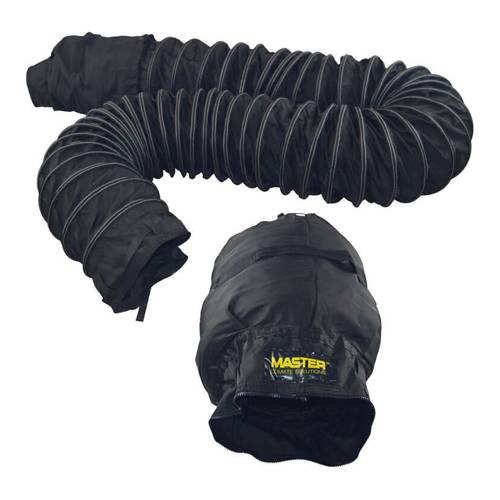 Ein schwarzer flexibler Lüftungsschlauch mit dem Text 