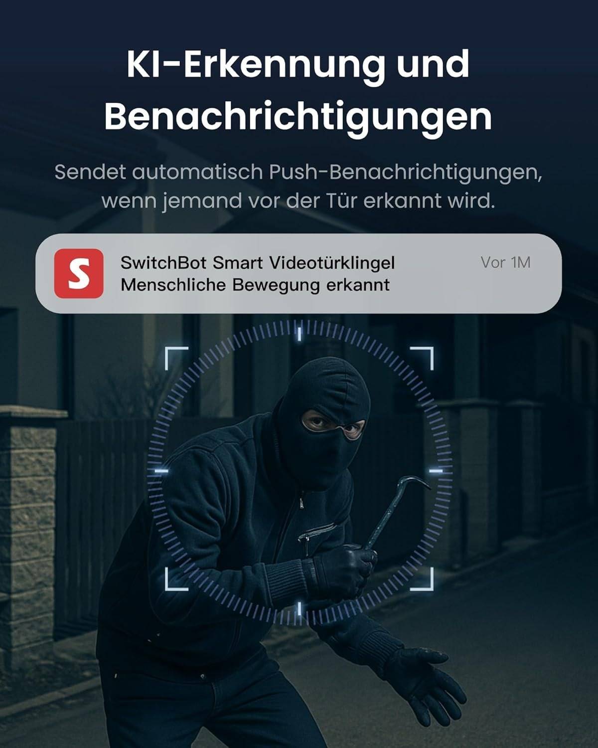 SWITCHBOT Videotürklingel, Monitor, Gegensprechanlage, silber-weiß