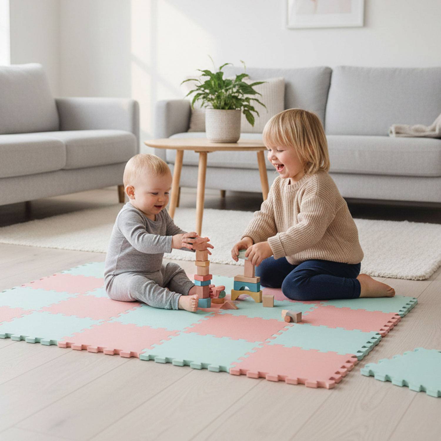 18 Teile Spielmatte Baby Puzzlematte 30x30 Krabbelmatte Bodenmatte Kinderzimmer