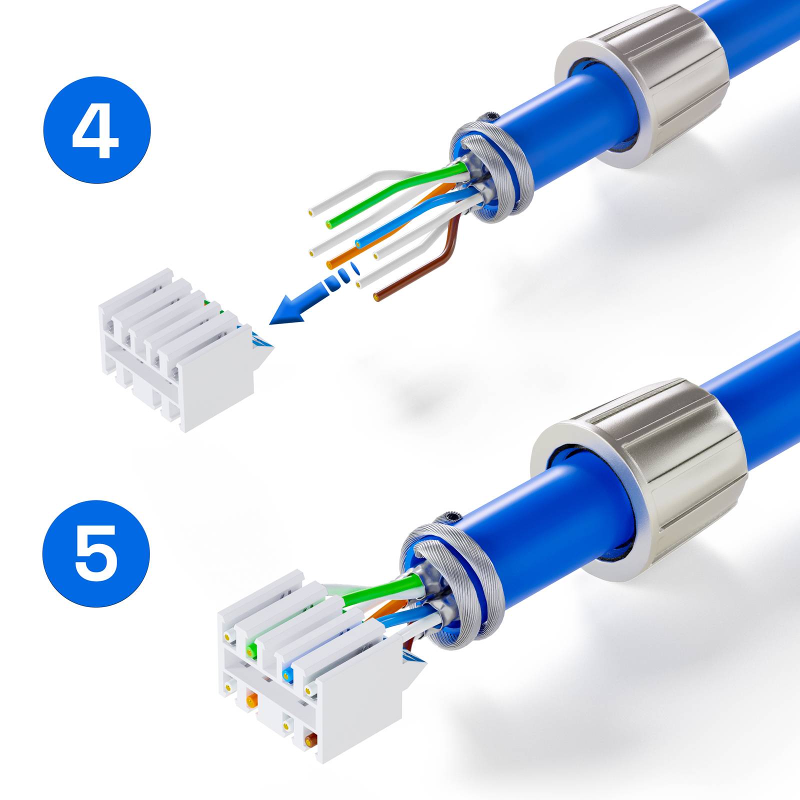hb-digital Netzwerk Steckverbinder CAT 8 RJ45 LSA STP Zinklegierung schmal 2 Stk.