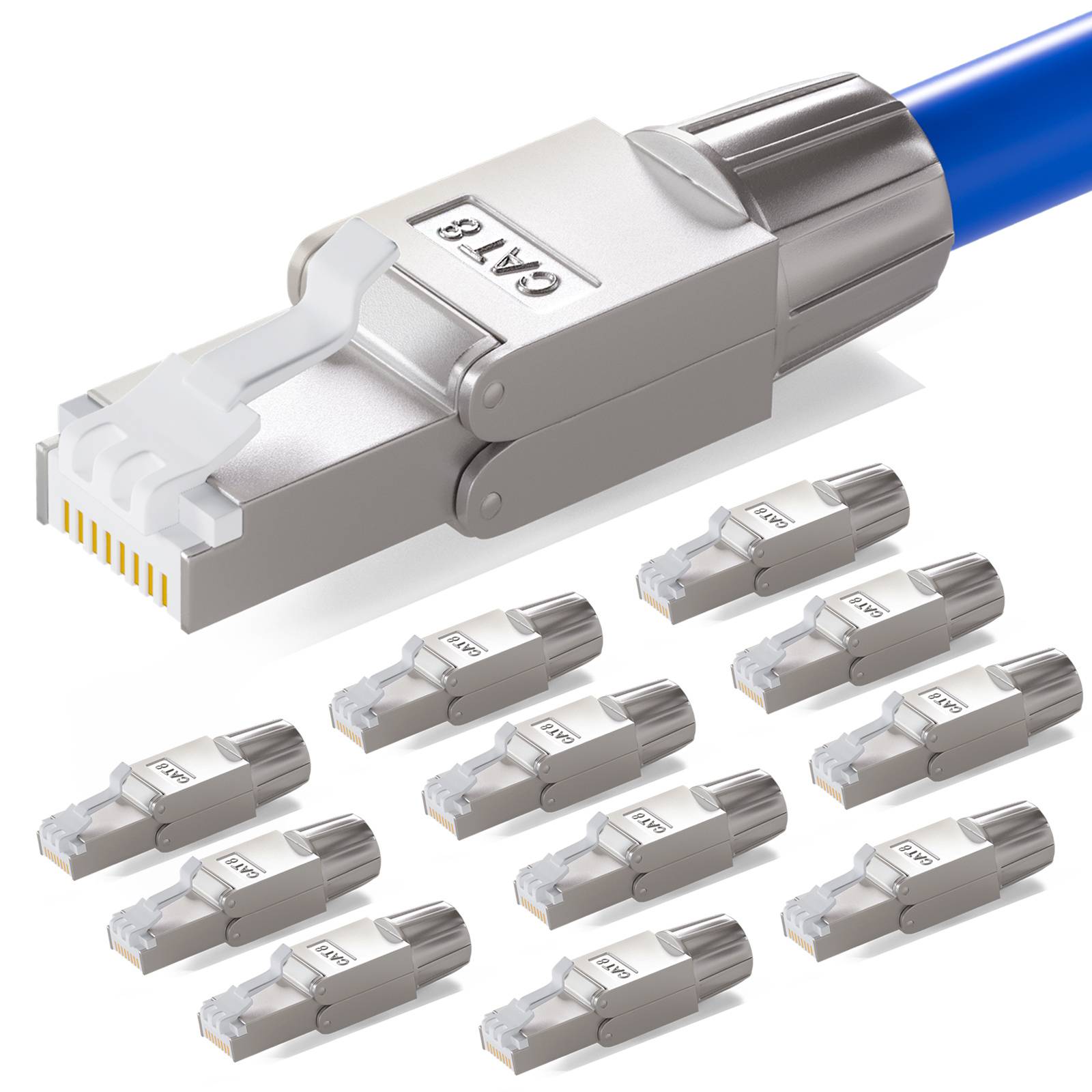 hb-digital 12x Netzwerk Steckverbinder CAT 8 RJ45 LSA STP Zinklegierung schmal