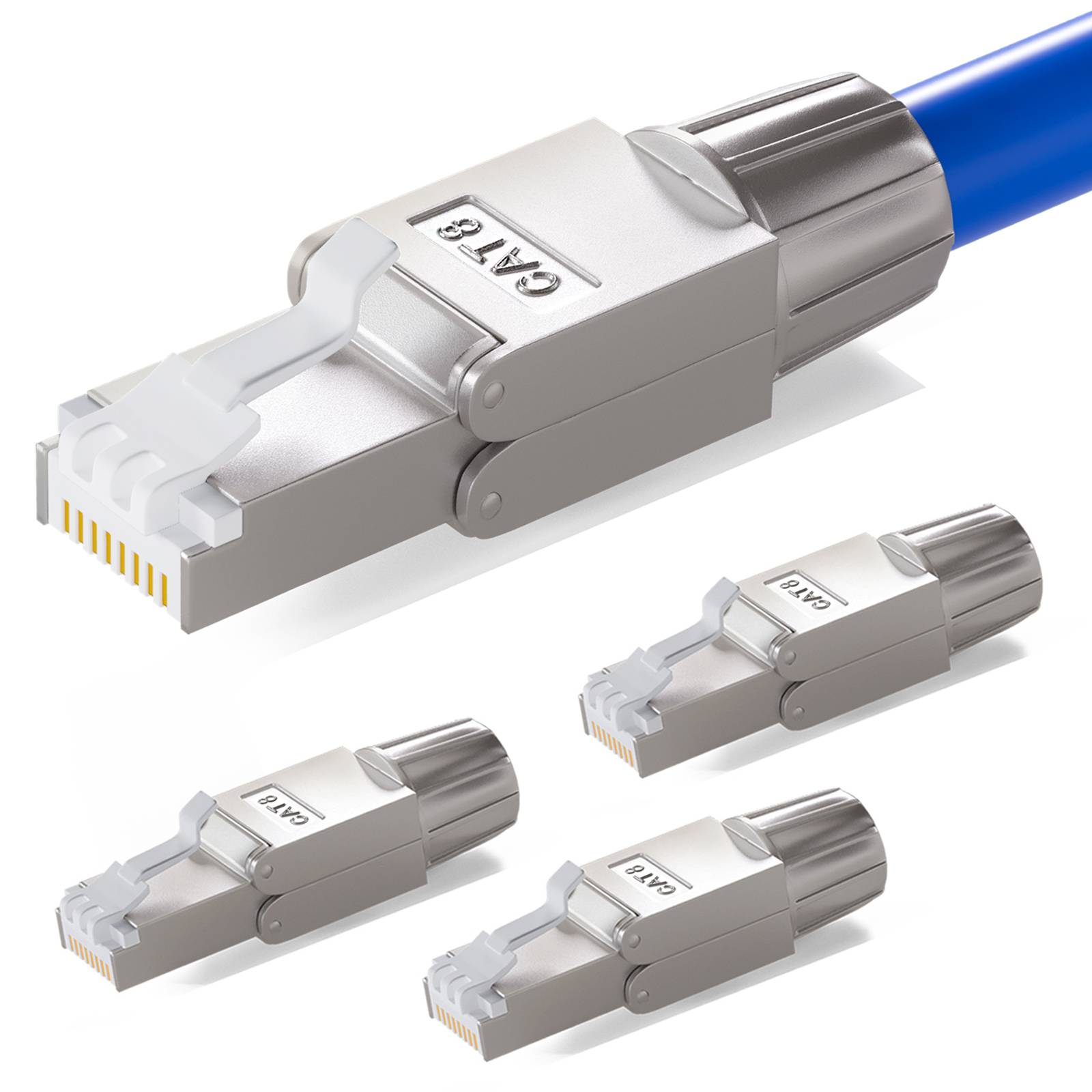 hb-digital Netzwerk Steckverbinder CAT 8 RJ45 LSA STP Zinklegierung schmal 4 Stk.