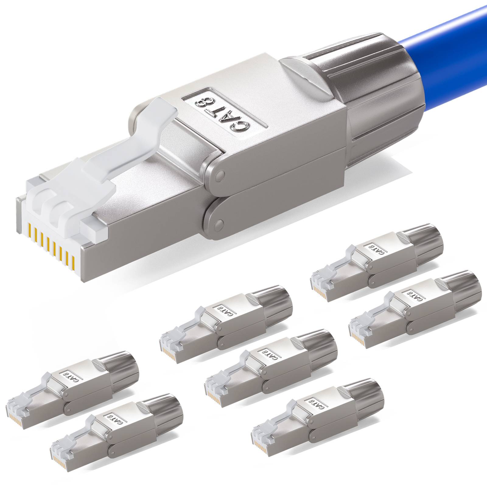 hb-digital Netzwerk Steckverbinder CAT 8 RJ45 LSA STP Zinklegierung schmal 8 Stk.
