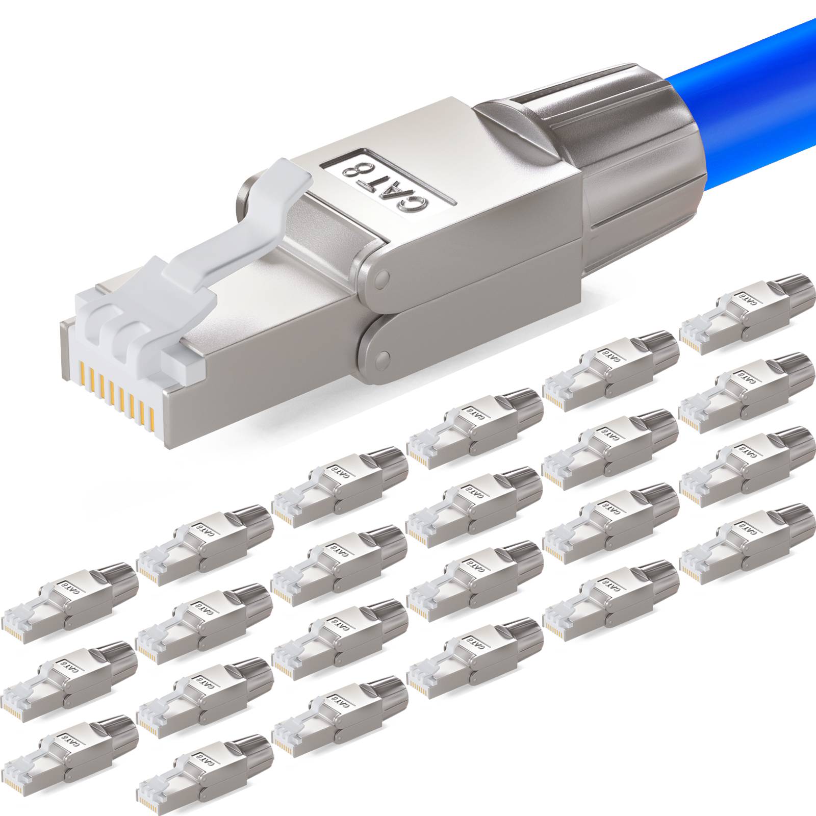 hb-digital 24x Netzwerkstecker CAT 8 RJ45 LSA STP Zinklegierung schmal