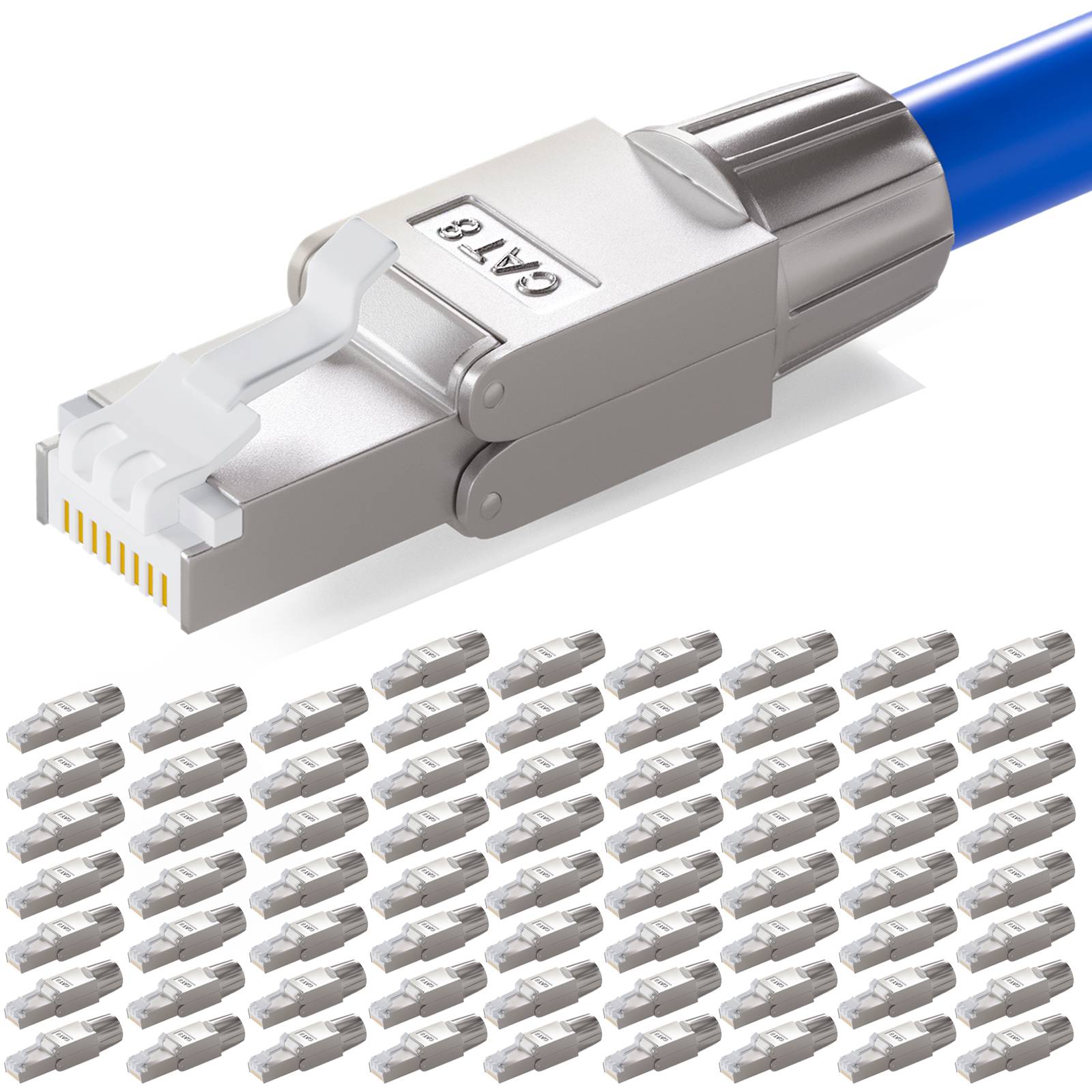 hb-digital 100x Netzwerkstecker CAT 8 RJ45 LSA STP Zinklegierung schmal