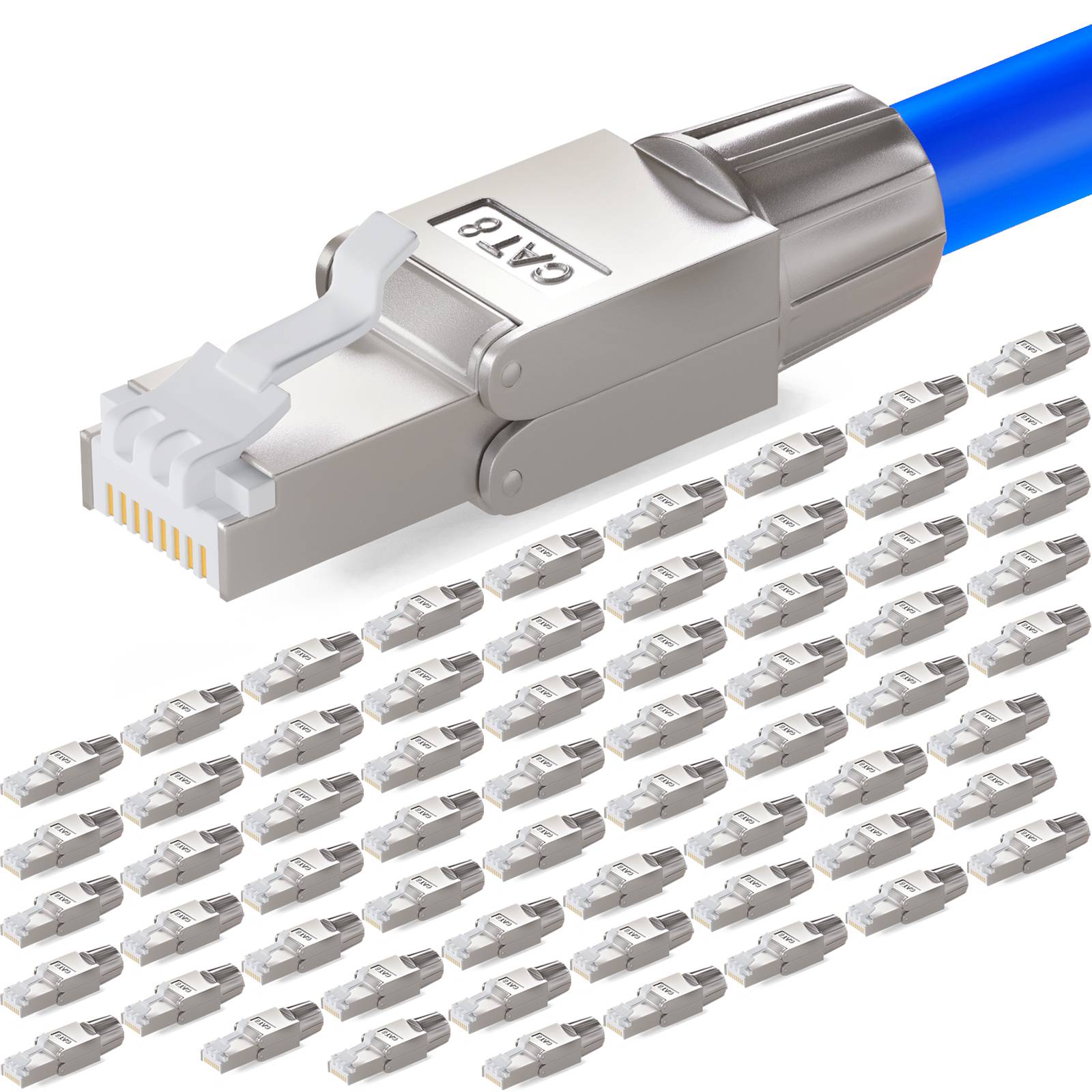 hb-digital 64x Netzwerkstecker CAT 8 RJ45 LSA STP Zinklegierung schmal