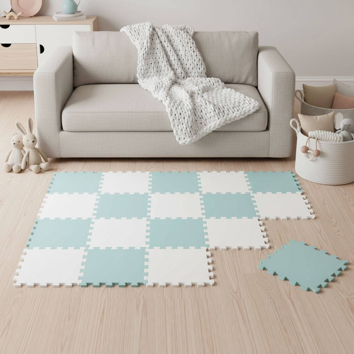 18 Teile Spielmatte Baby Puzzlematte 30x30 Krabbelmatte Bodenmatte Kinderzimmer