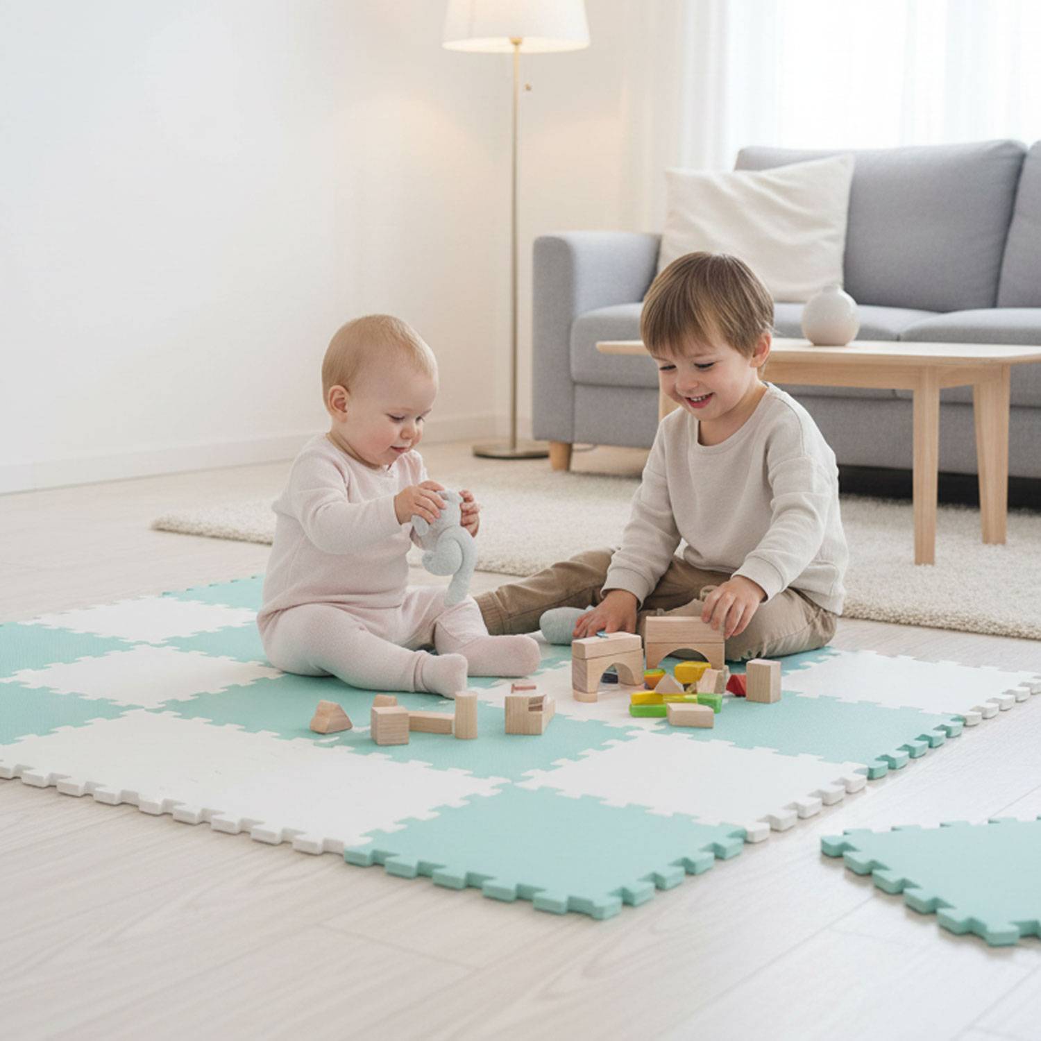 18 Teile Spielmatte Baby Puzzlematte 30x30 Krabbelmatte Bodenmatte Kinderzimmer