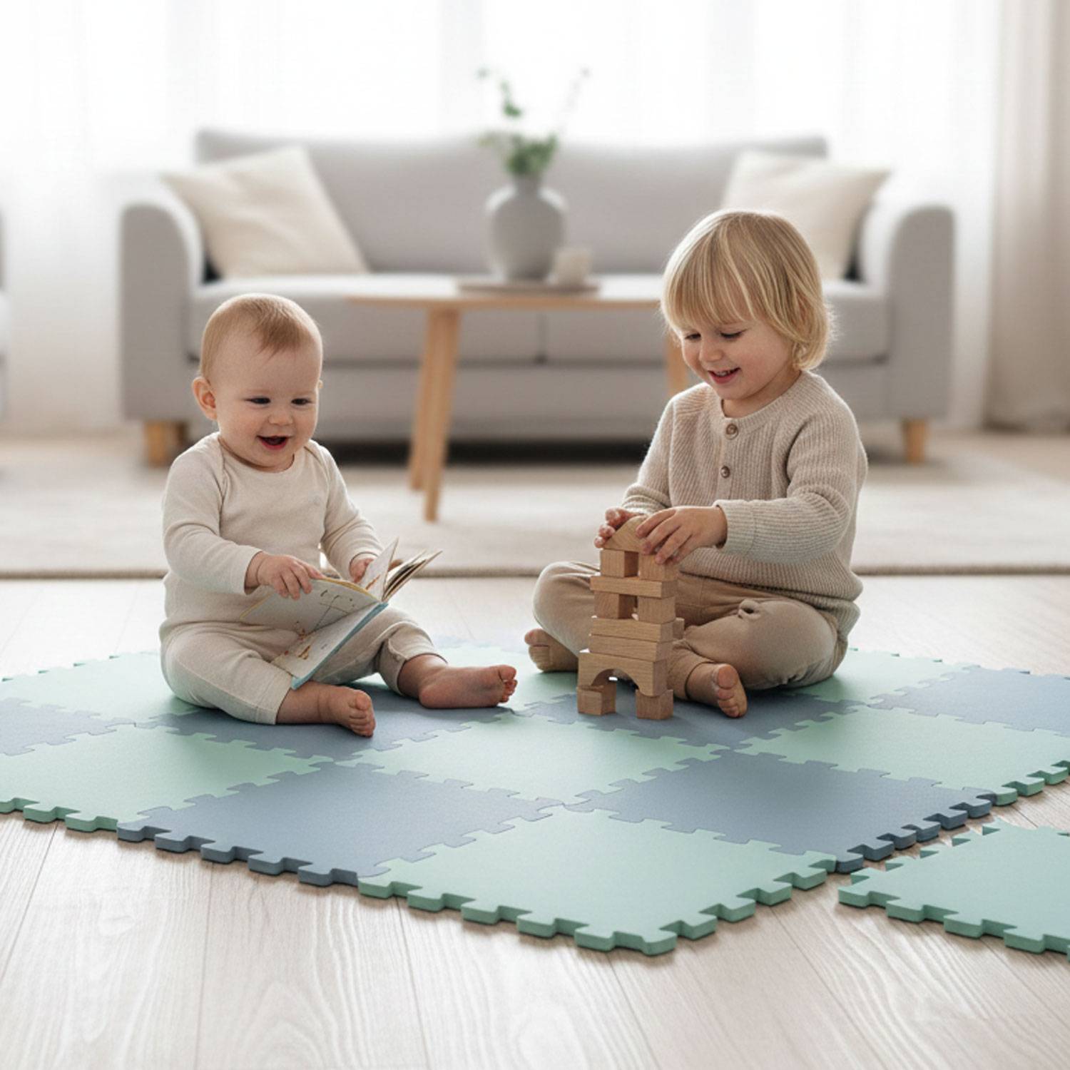 18 Teile Spielmatte Baby Puzzlematte 30x30 Krabbelmatte Bodenmatte Kinderzimmer