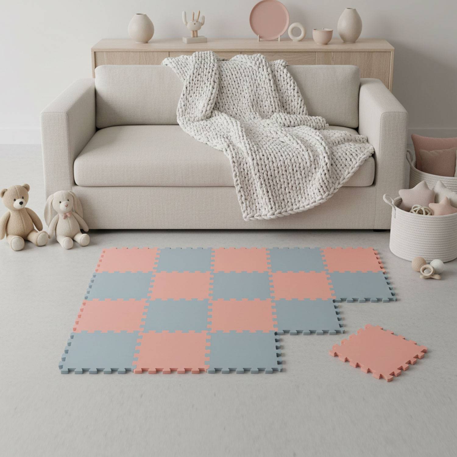 18 Teile Spielmatte Baby Puzzlematte 30x30 Krabbelmatte Bodenmatte Kinderzimmer