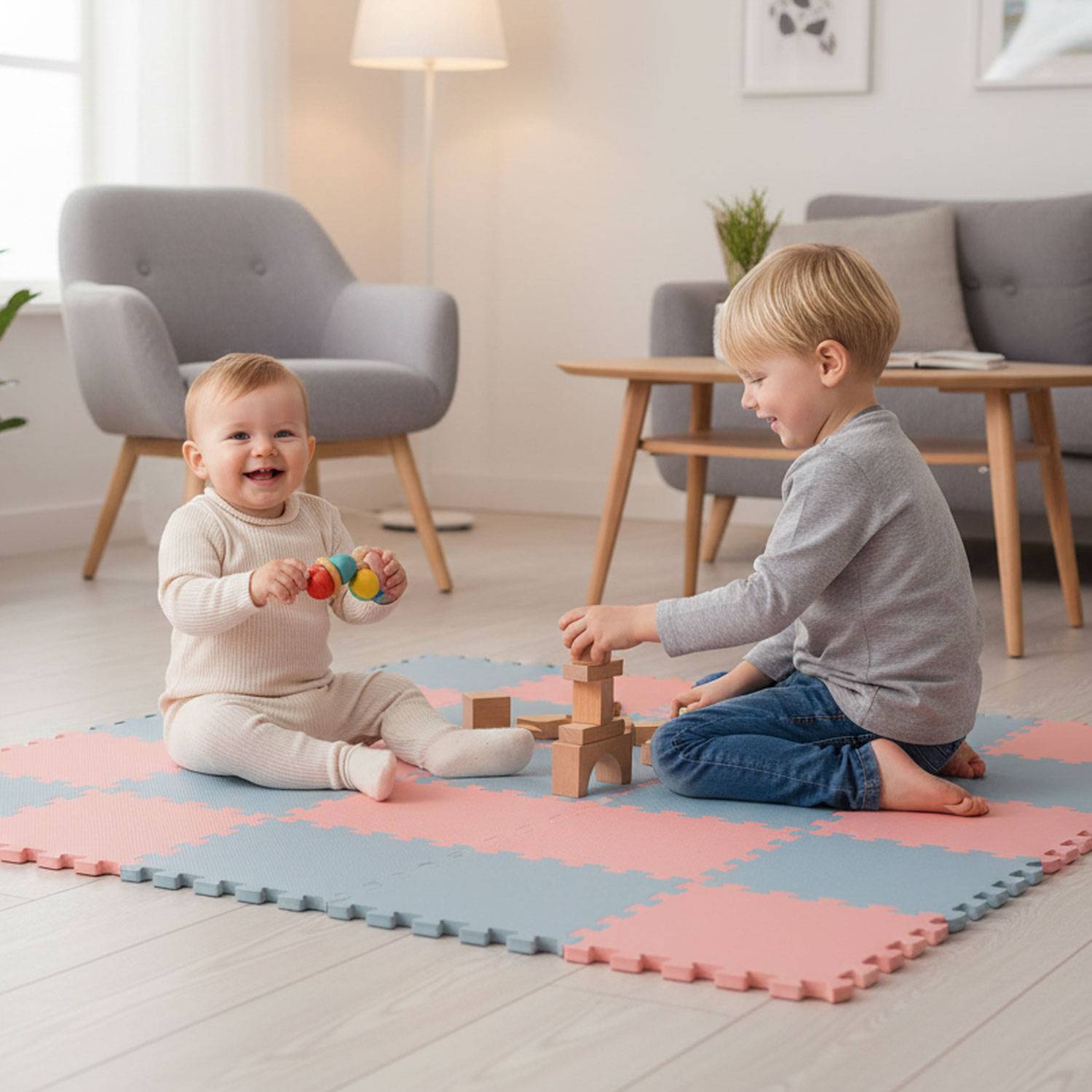 18 Teile Spielmatte Baby Puzzlematte 30x30 Krabbelmatte Bodenmatte Kinderzimmer