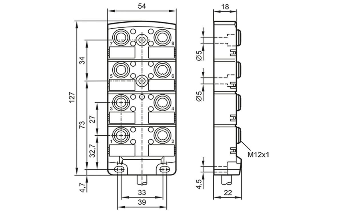 Passivverteiler 8x M12 10 m PUR - 10 m - PUR-Kabel - AA504 - autosen