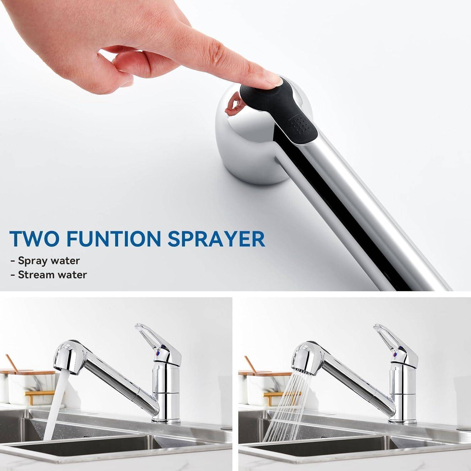 Niederdruck Armatur Küche mit Brause 2 Wasserstrahlarten 360° drehbar