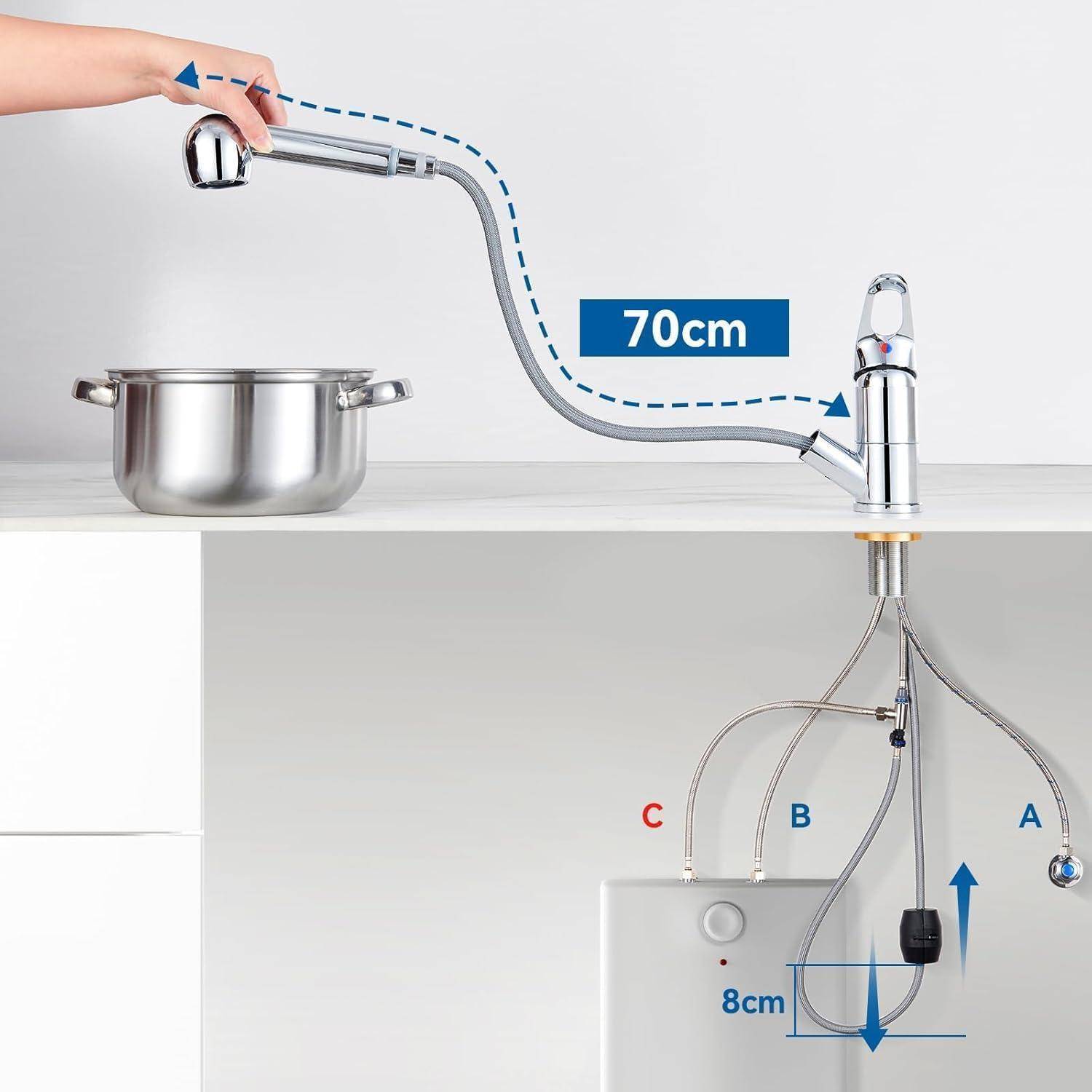 Niederdruck Armatur Küche mit Brause 2 Wasserstrahlarten 360° drehbar